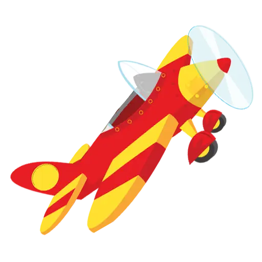 Cartoon Style Red and Yellow Airplane Illustration
