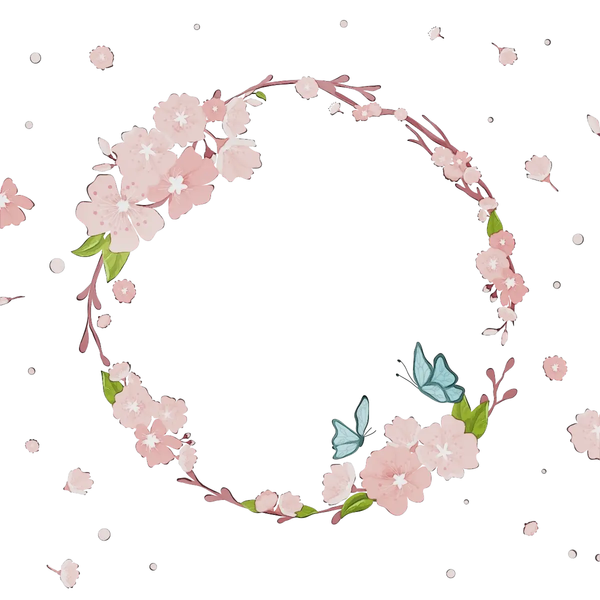Floral Wreath with Butterflies