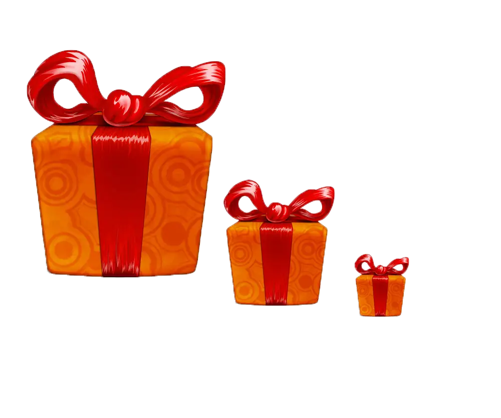 Orange Gift Boxes with Red Ribbon for Holidays