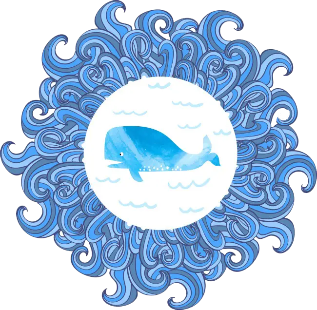 Blue Whale Surrounded by Waves