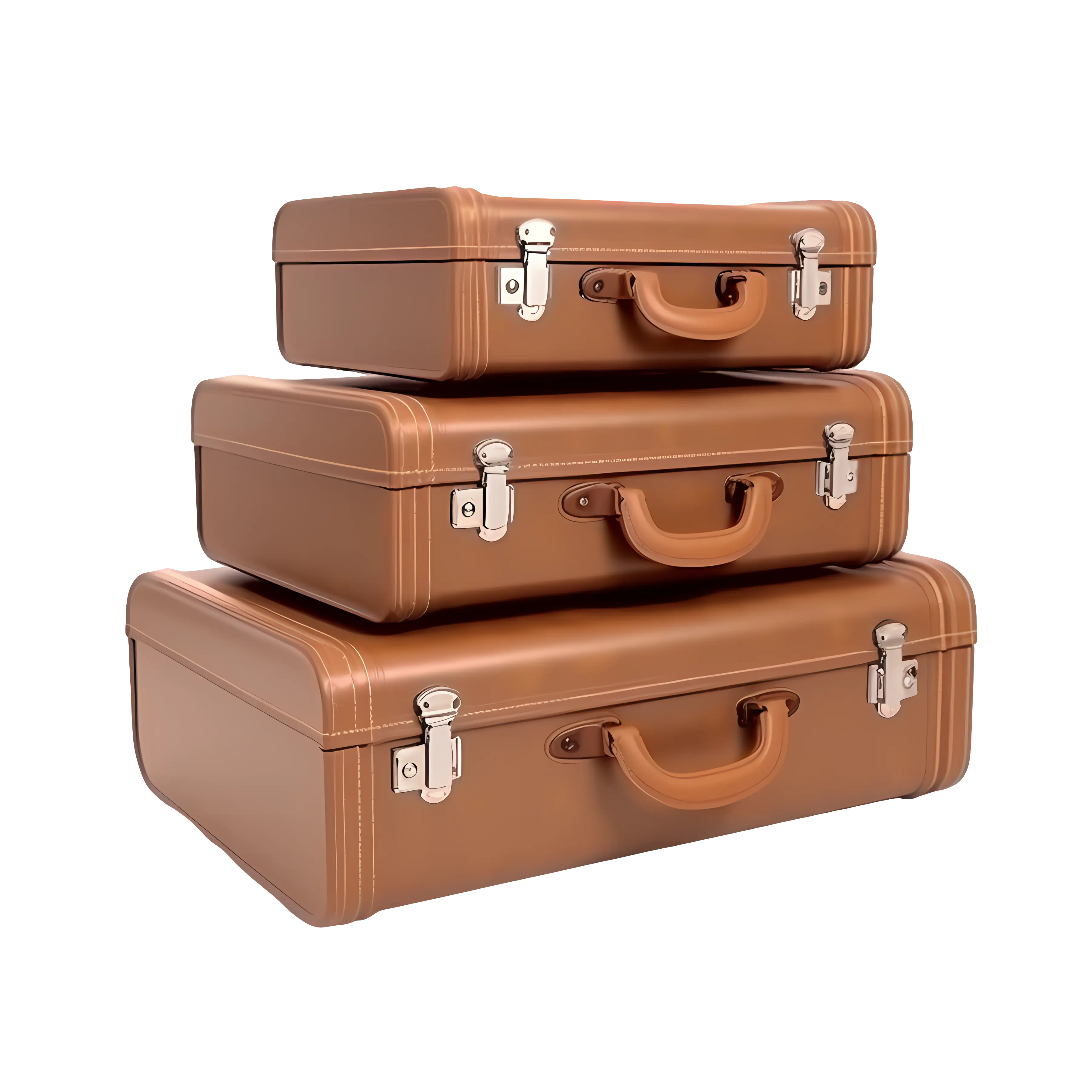 Stacked Brown Suitcases for Travel