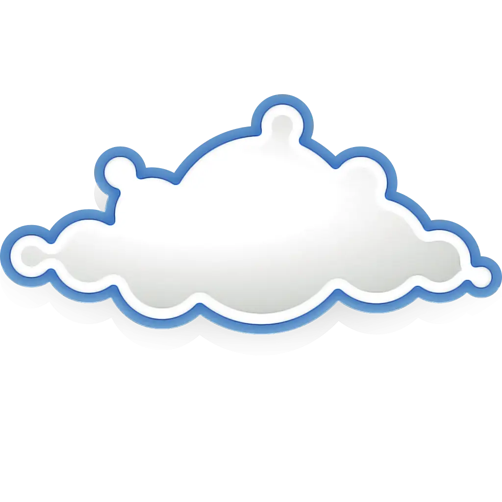 White Fluffy Cloud Illustration with Blue Outline