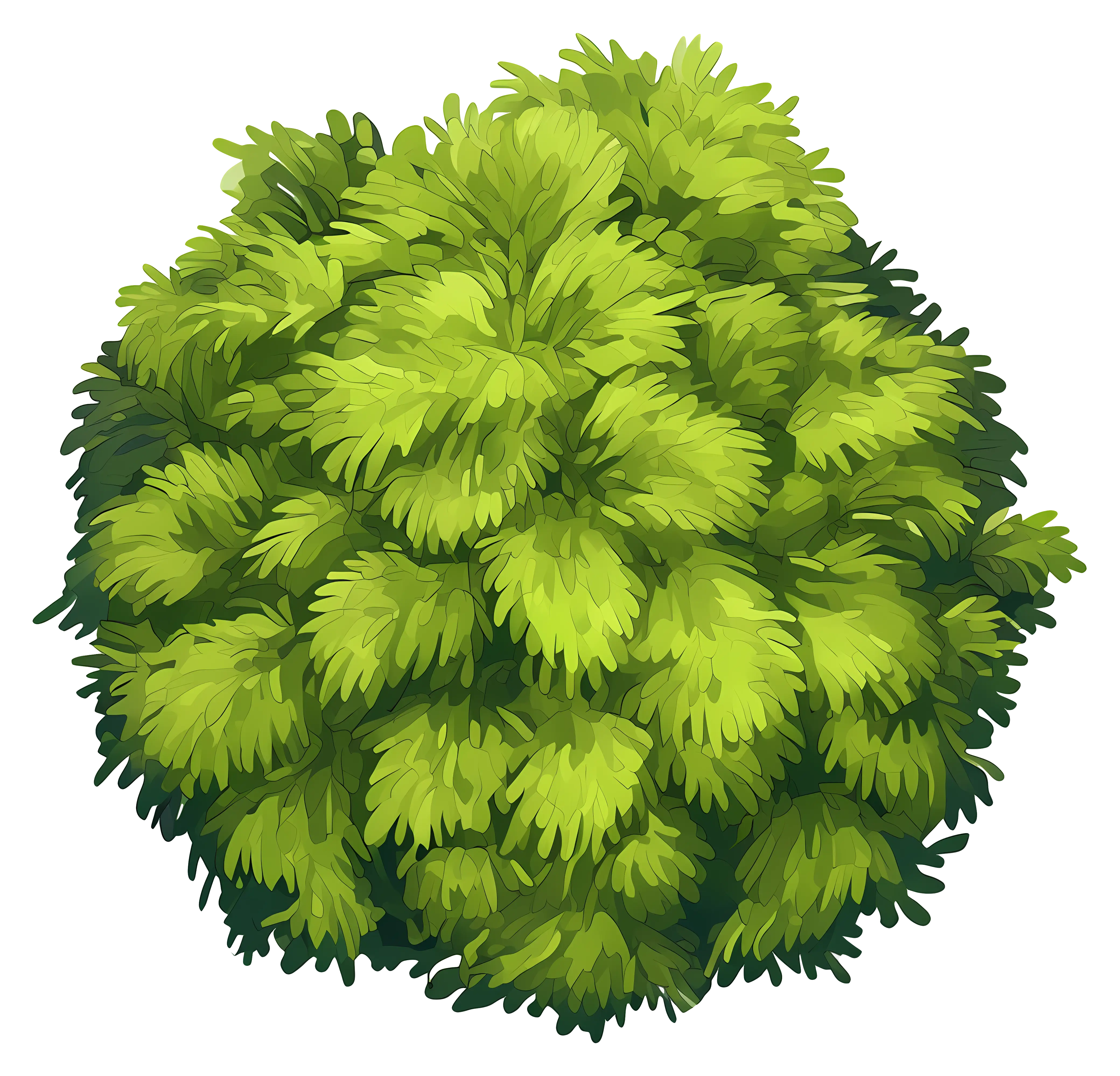 Lush Green Bush Cartoon Illustration