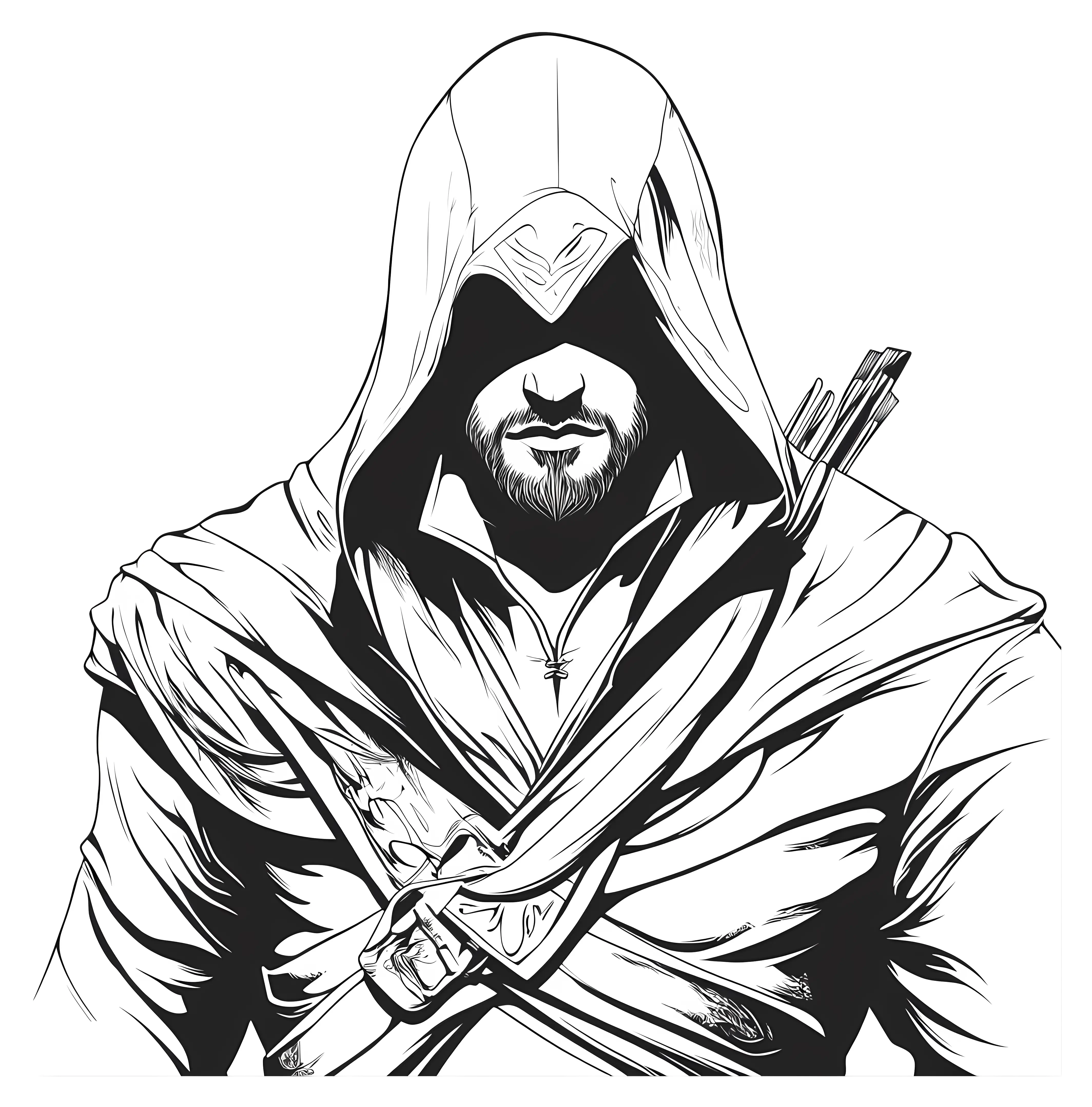 Mysterious Hooded Figure in Black and White