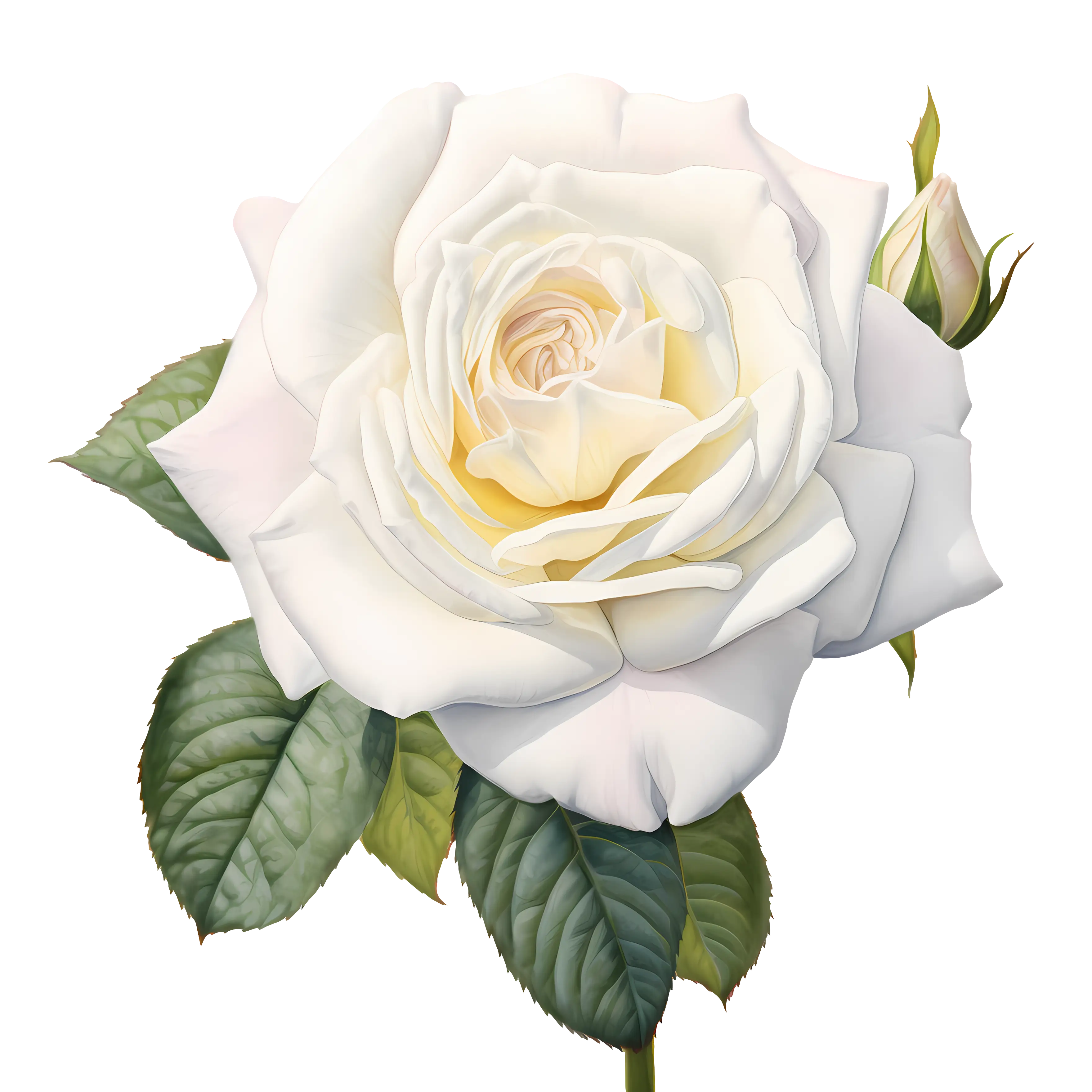 White Rose Botanical Illustration