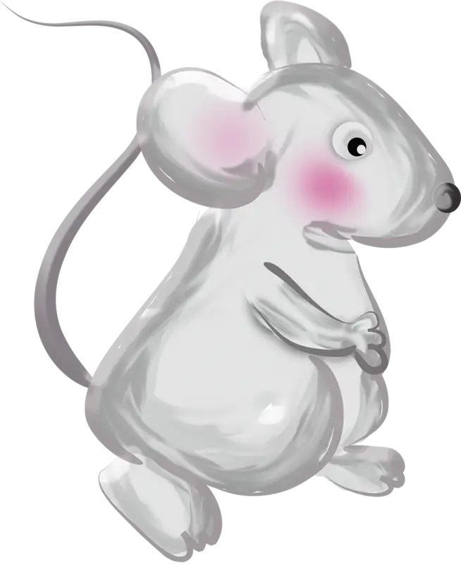 Adorably Shy White Cartoon Mouse