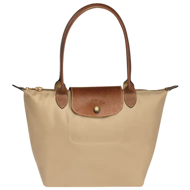 Elegant Beige Handbag with Brown Straps