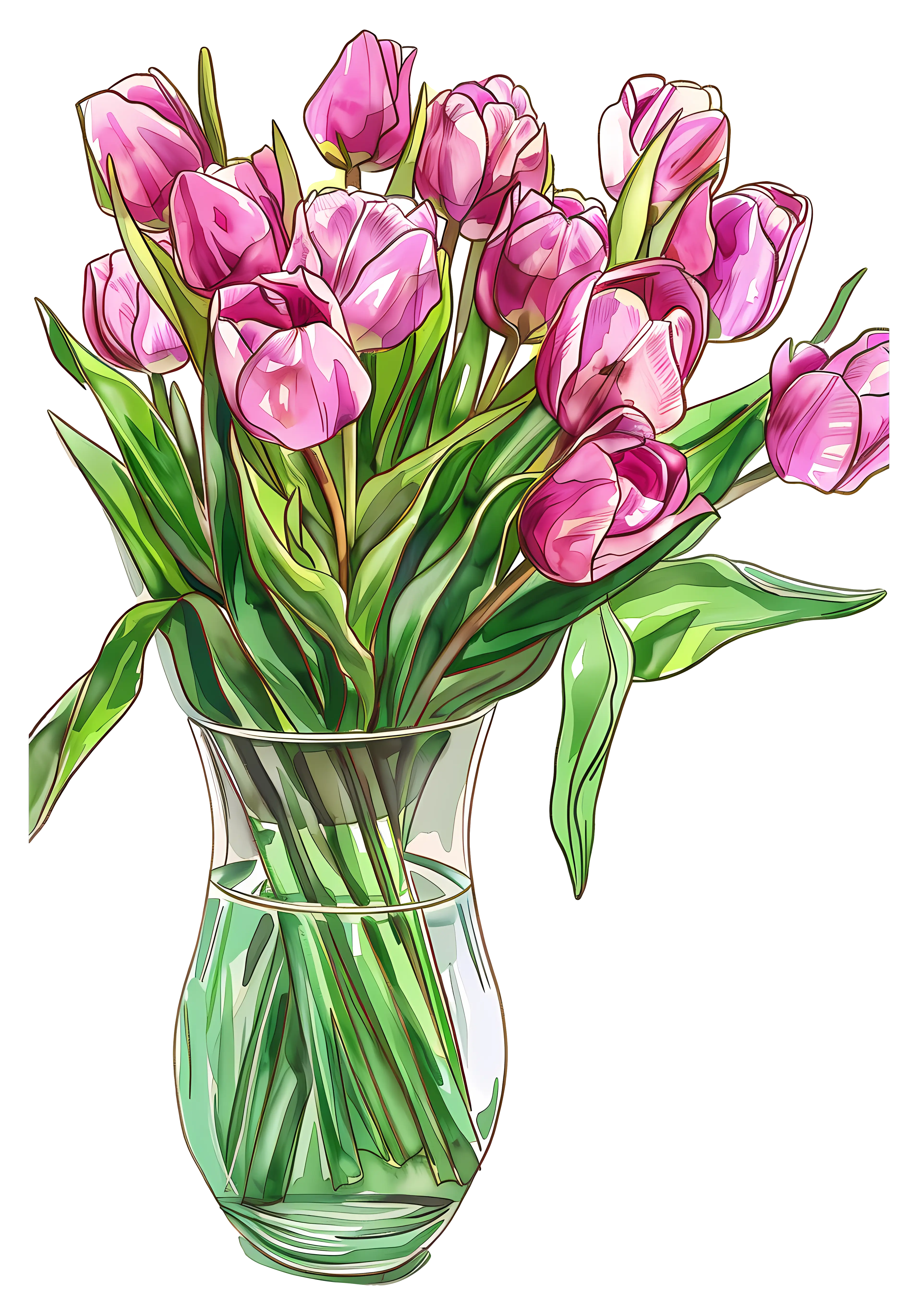 Pink Tulips in a Glass Vase