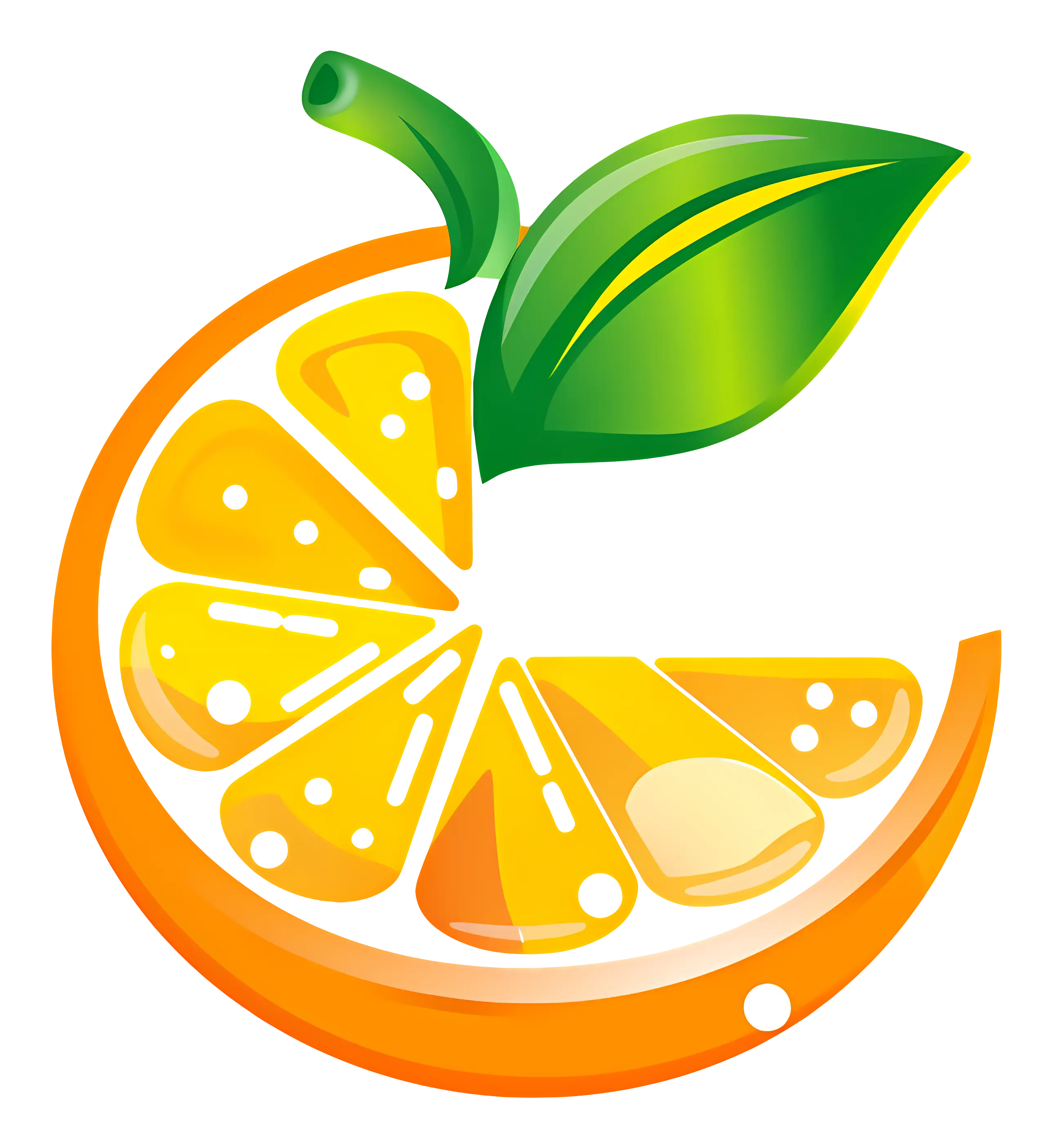 Orange Slice with Leaf