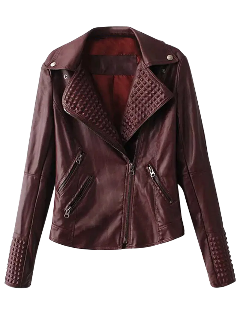 Trendy Maroon Leather Jacket