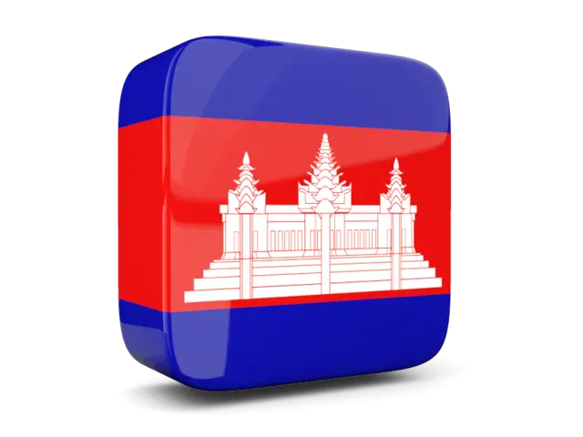 Cambodia Flag Icon with Angkor Wat Design