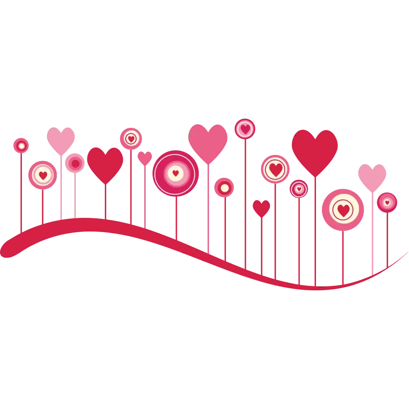 Heart Flowers Illustration for Valentine&#039;s Day