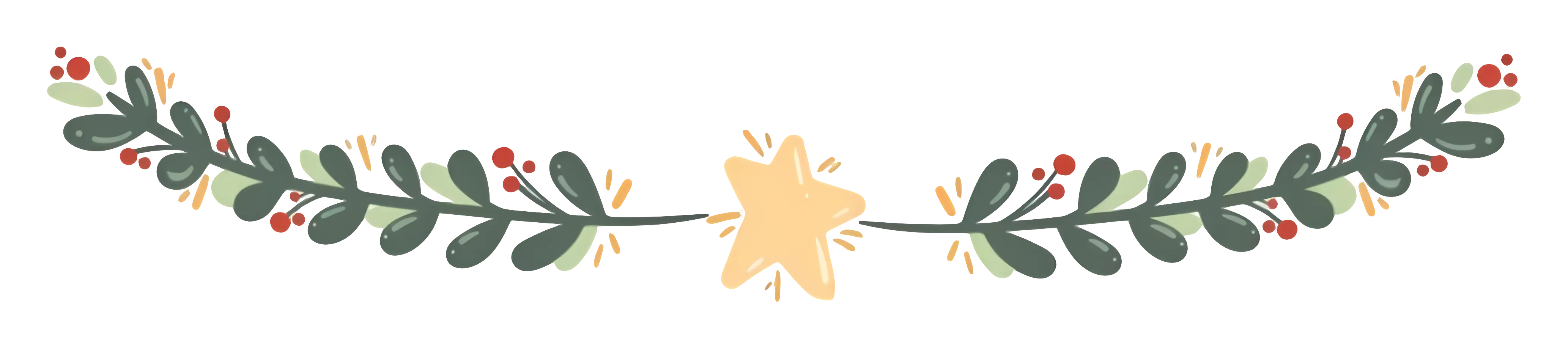 Festive Holly Garland with Star Decoration