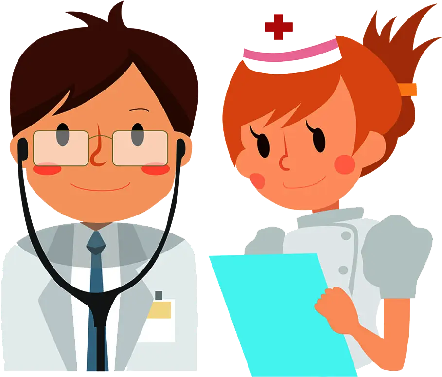 Cartoon Doctor and Nurse Illustration