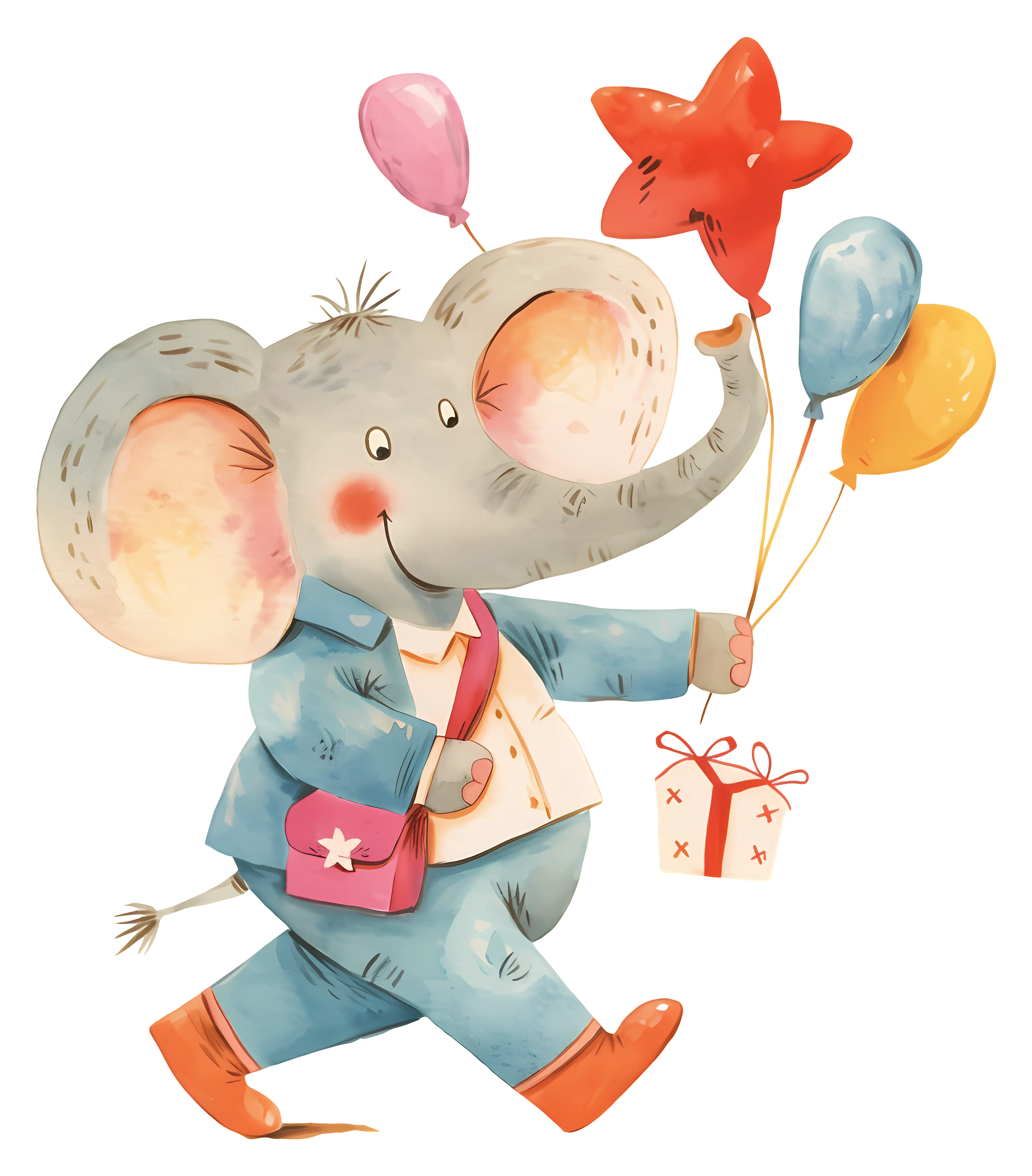 Elephant with Colorful Balloons