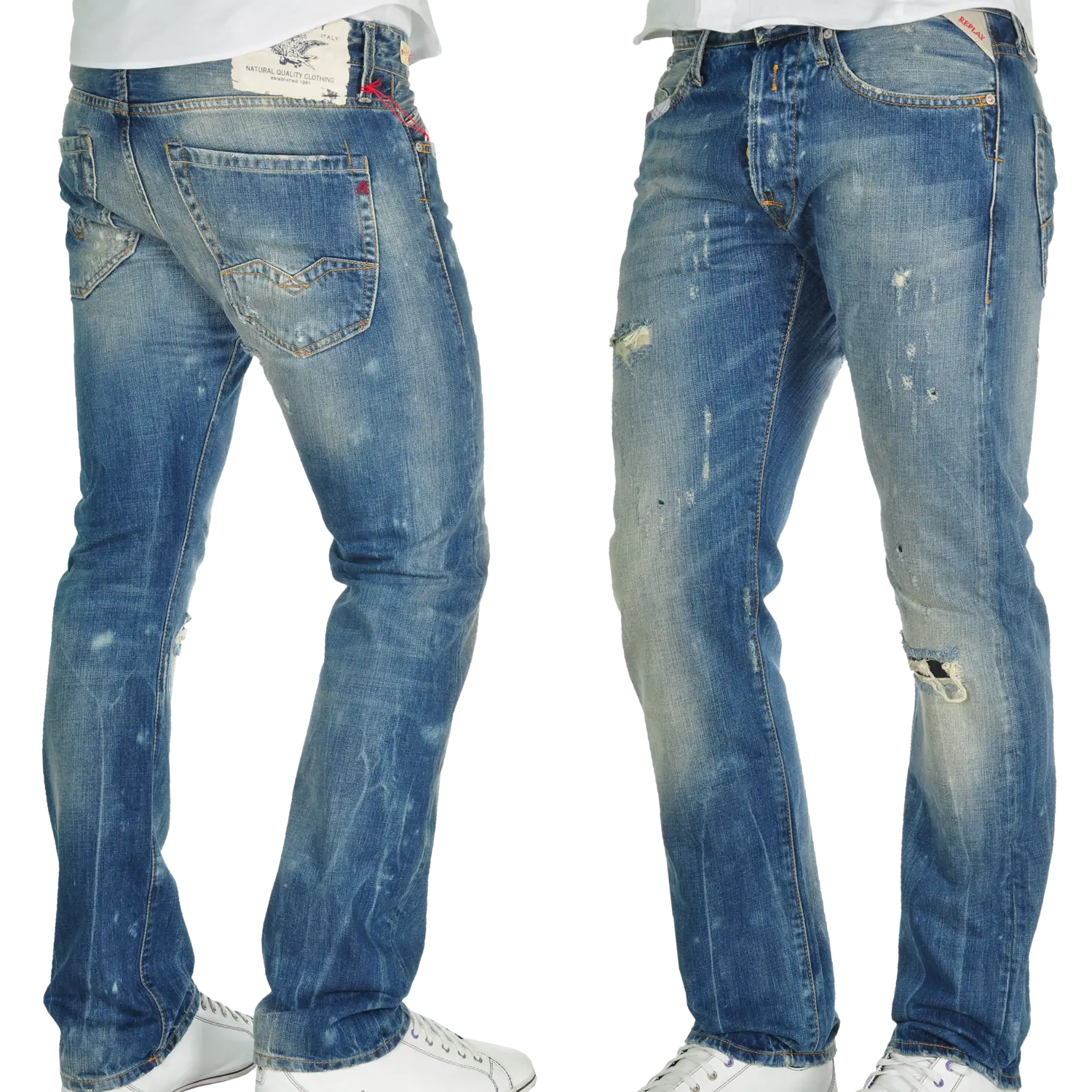Blue Ripped Jeans in Stylish Design