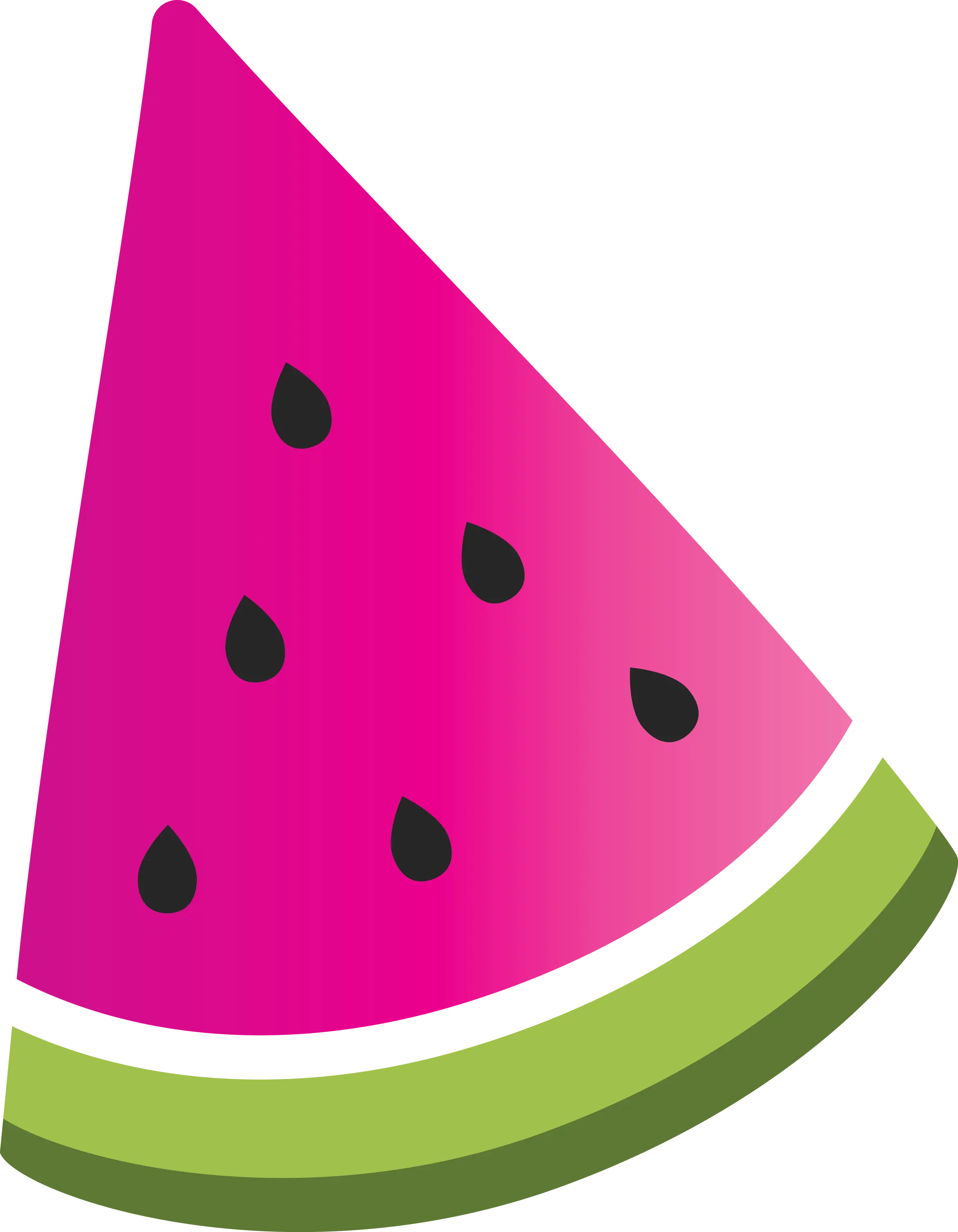 Watermelon Slice with Pink Flesh and Green Rind