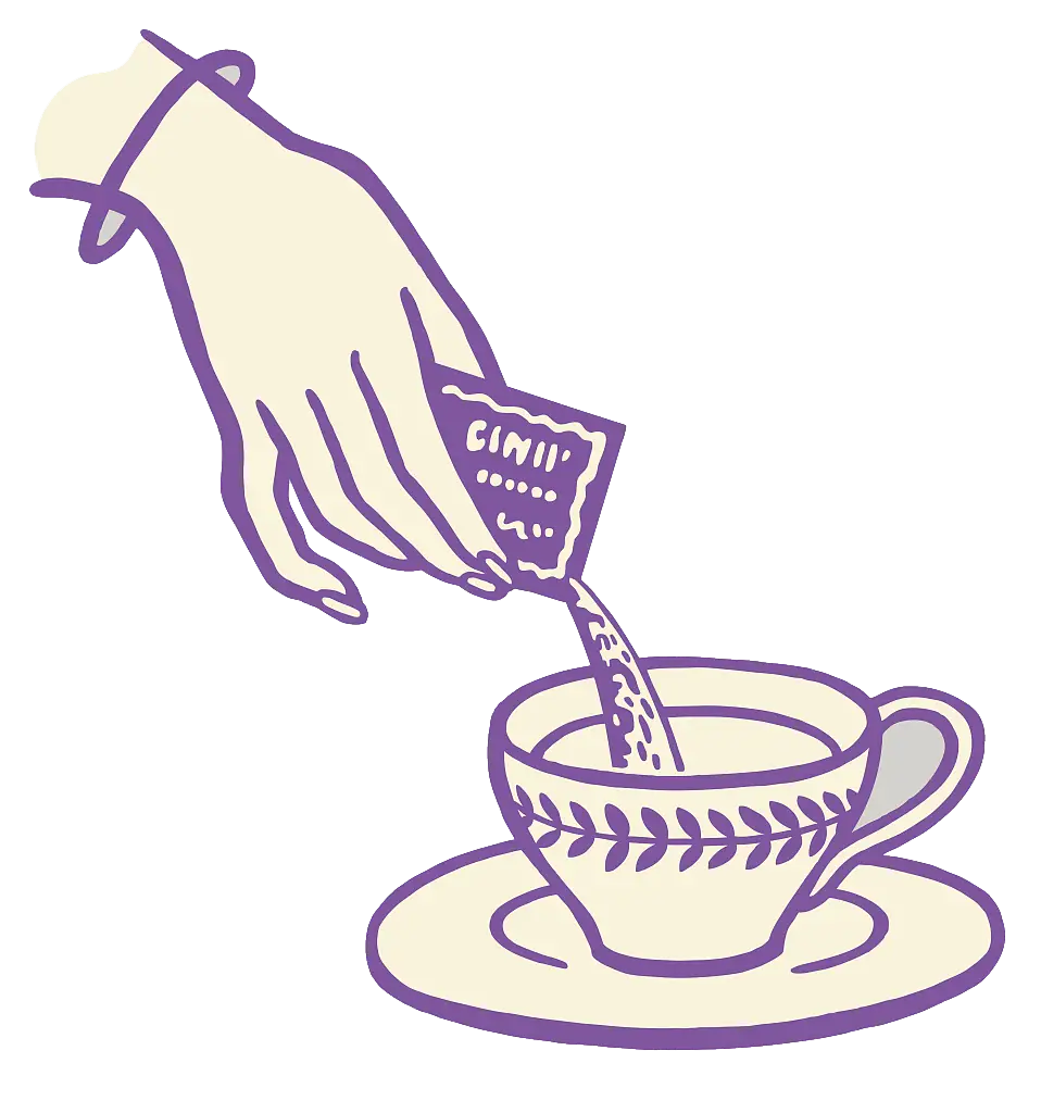 Hand Pouring Sugar into Tea