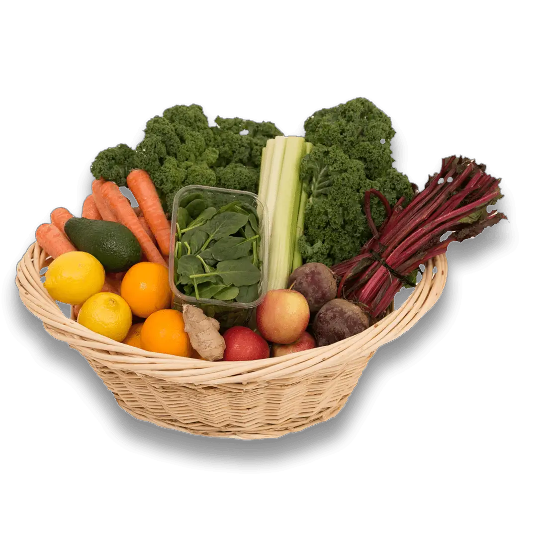 Basket of Fresh Vegetables and Fruits