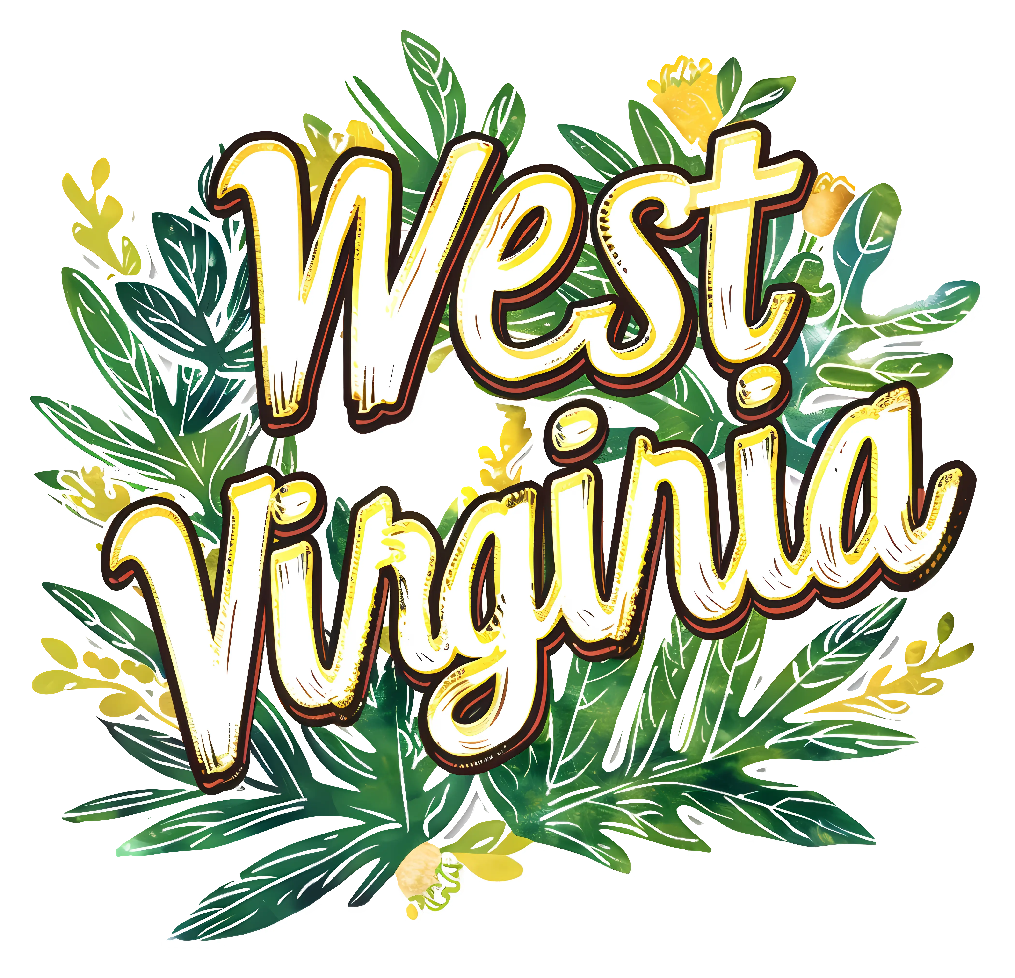 West Virginia Leafy Illustration