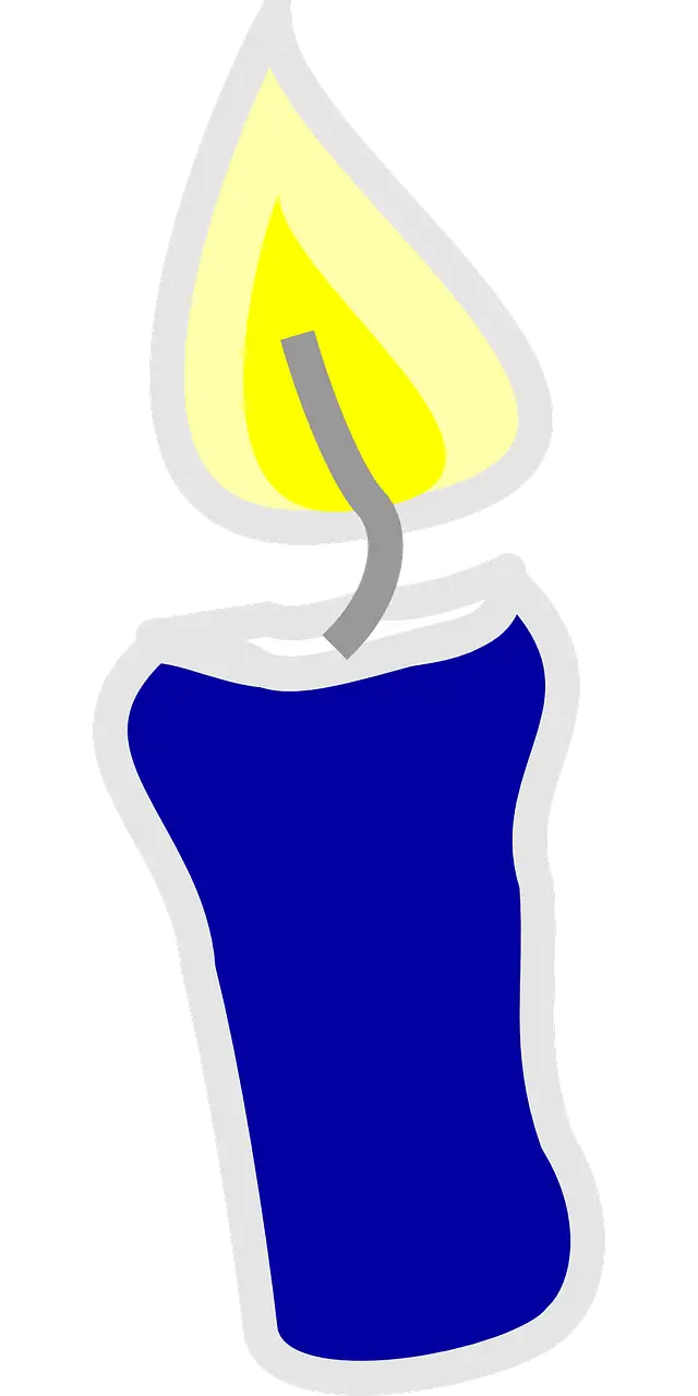 Blue Candle with Yellow Flame