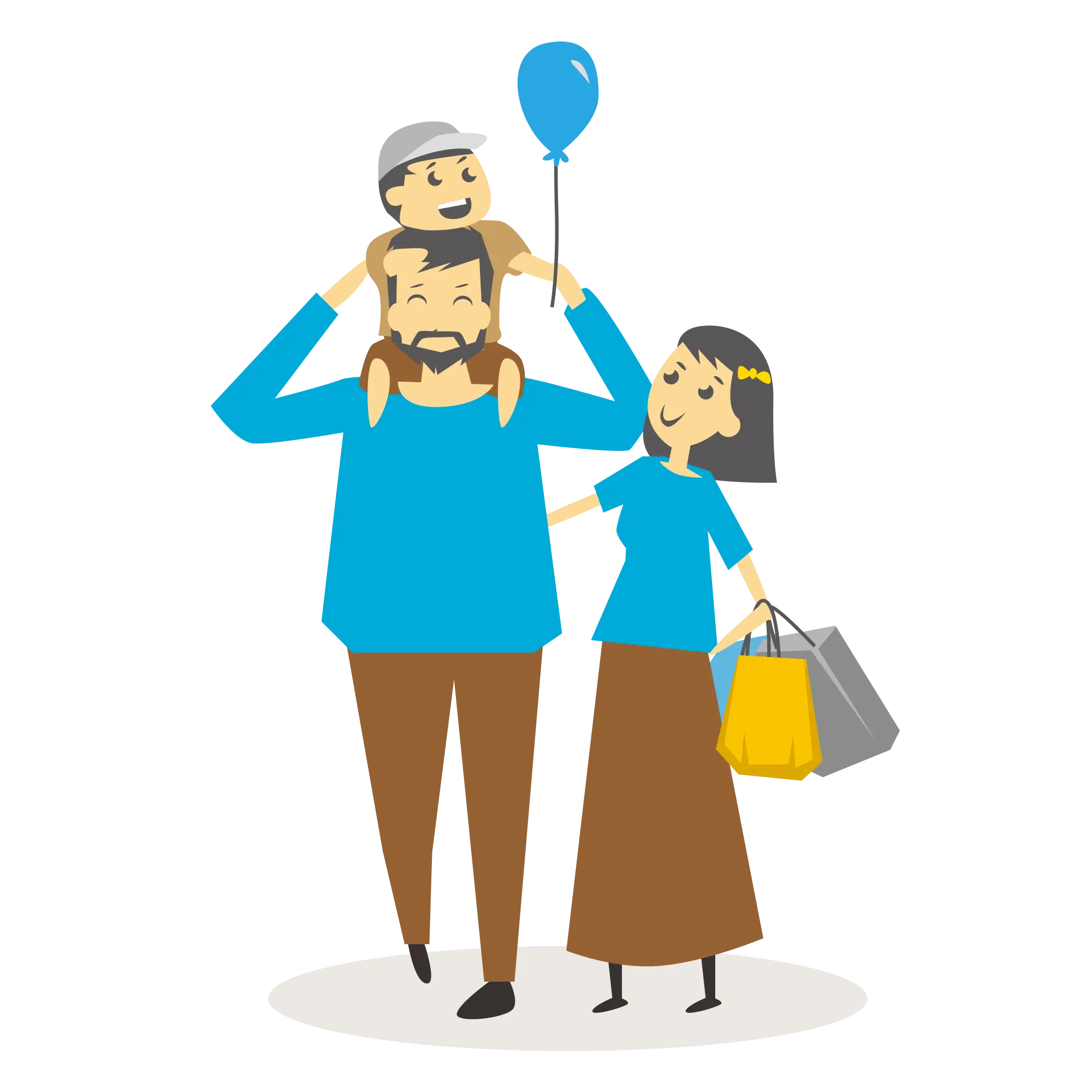 Happy Family with Shopping Bags and Balloon