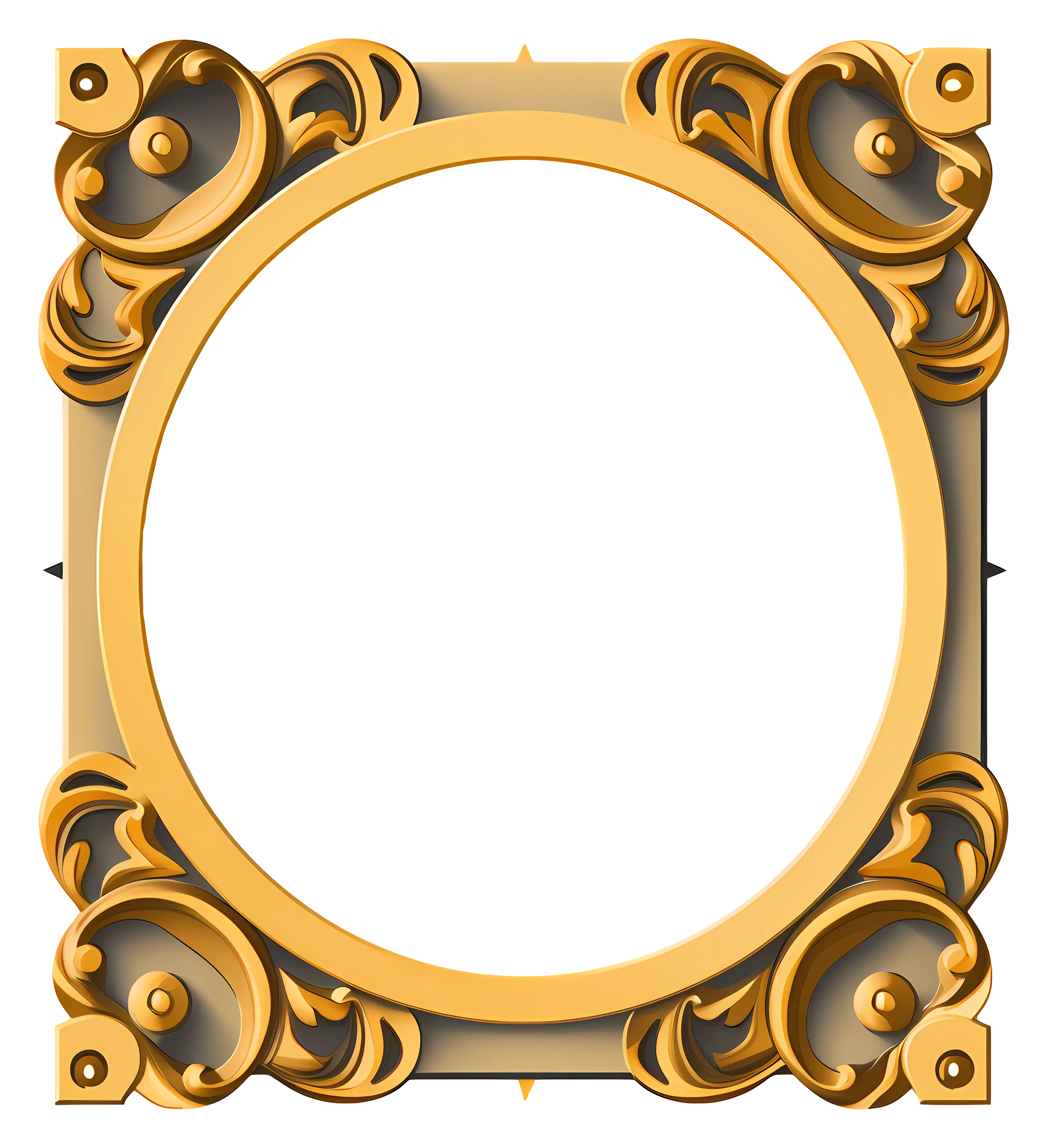 Golden Circular Ornamental Frame Design