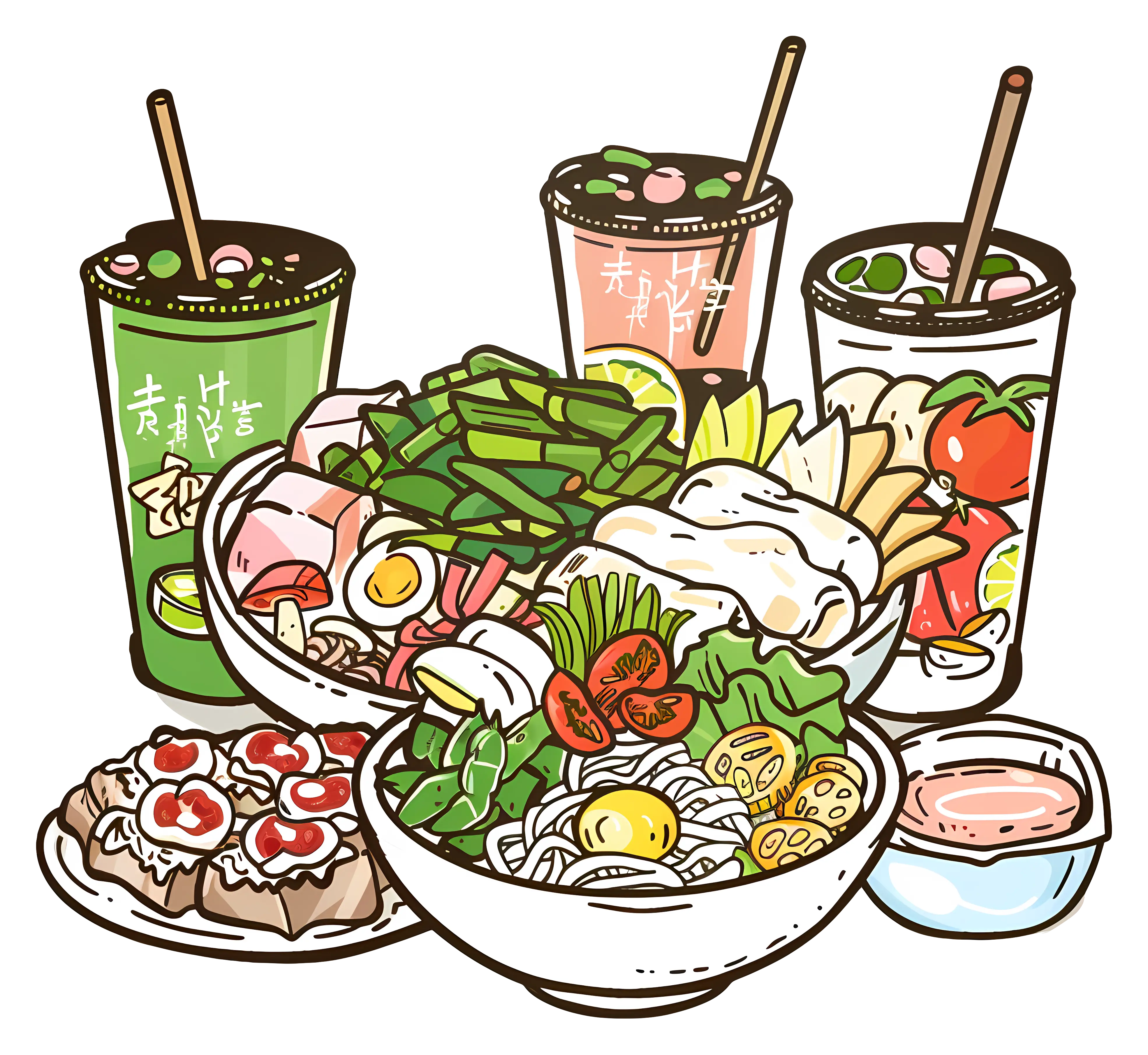 Assorted Food and Drinks