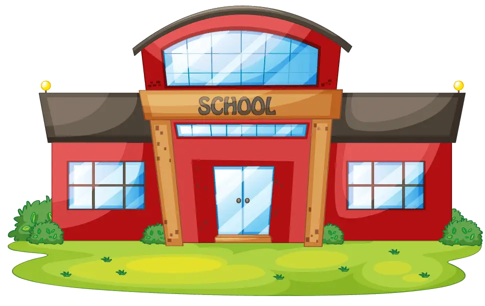 Cartoon School Building Illustration