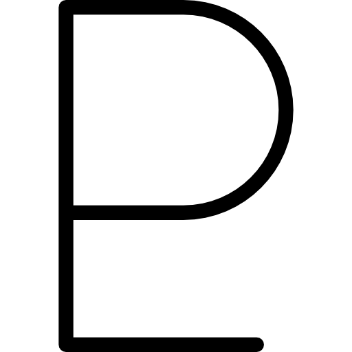 Parking Sign Symbol in Black Outline Style