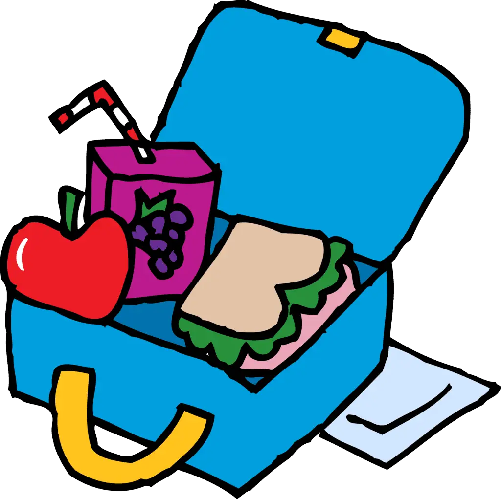 Cartoon Lunchbox with Sandwich and Juice