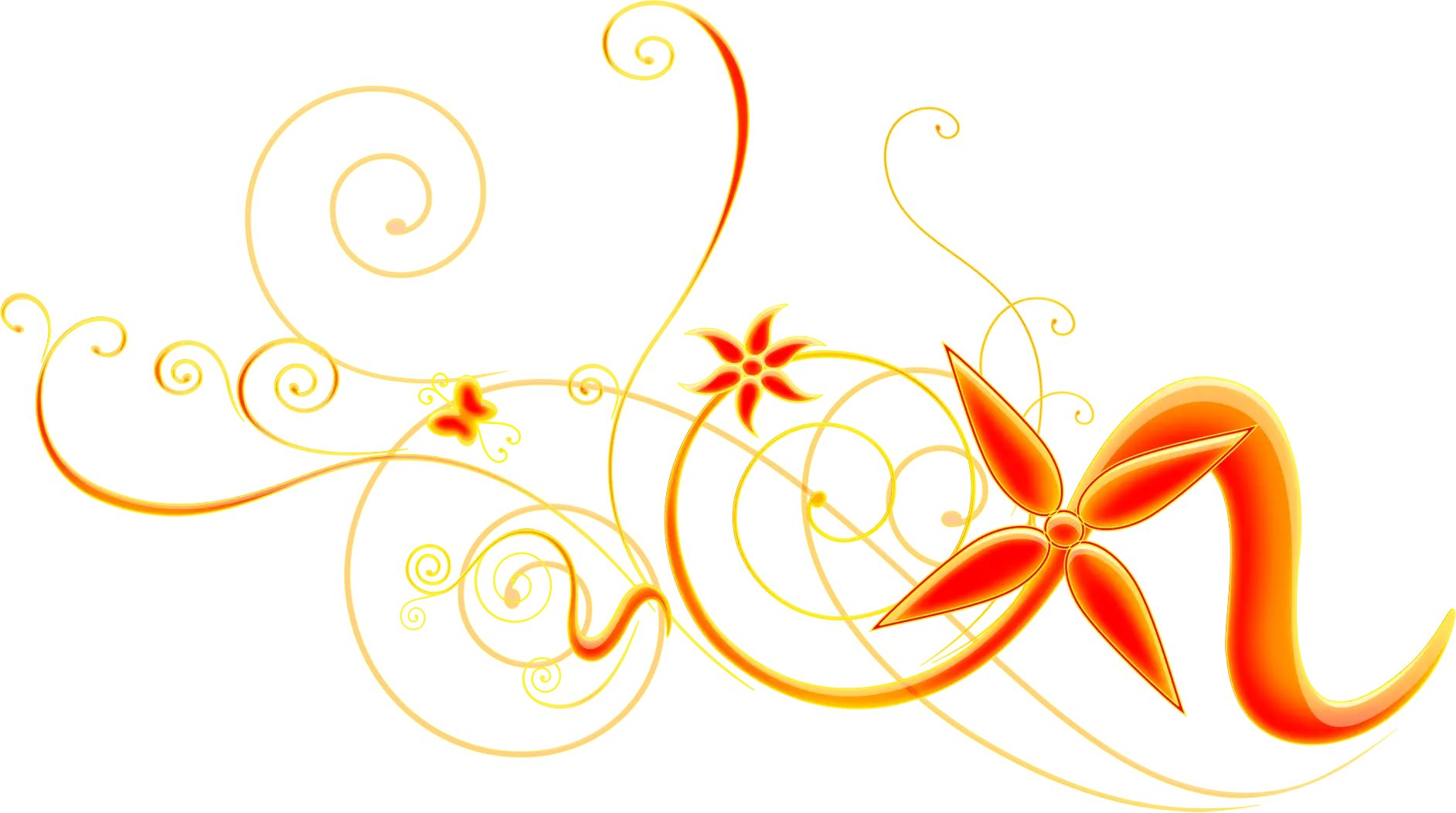 Vibrant Orange Floral Swirl Artwork