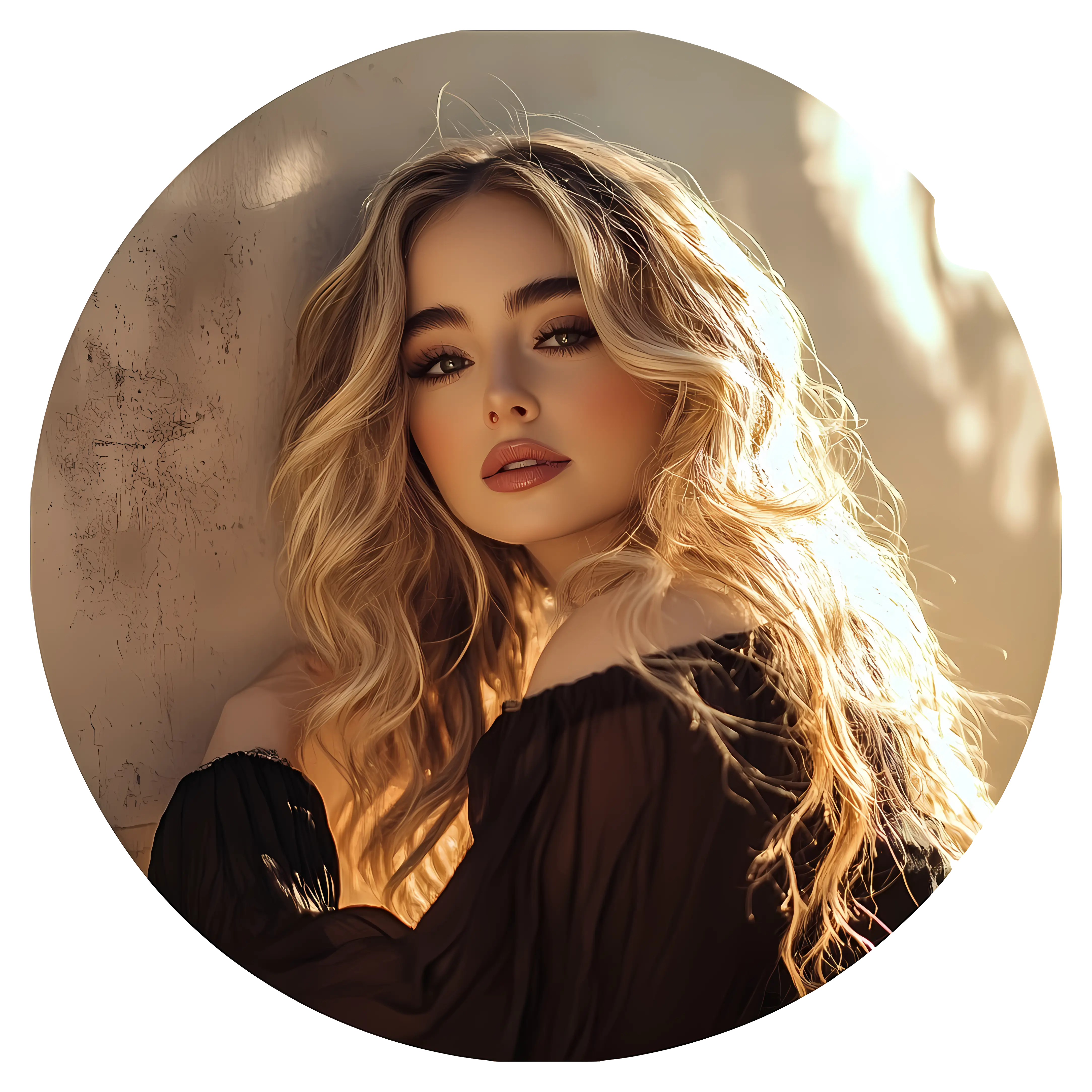 Blonde Woman in Sunlight with Wavy Hair