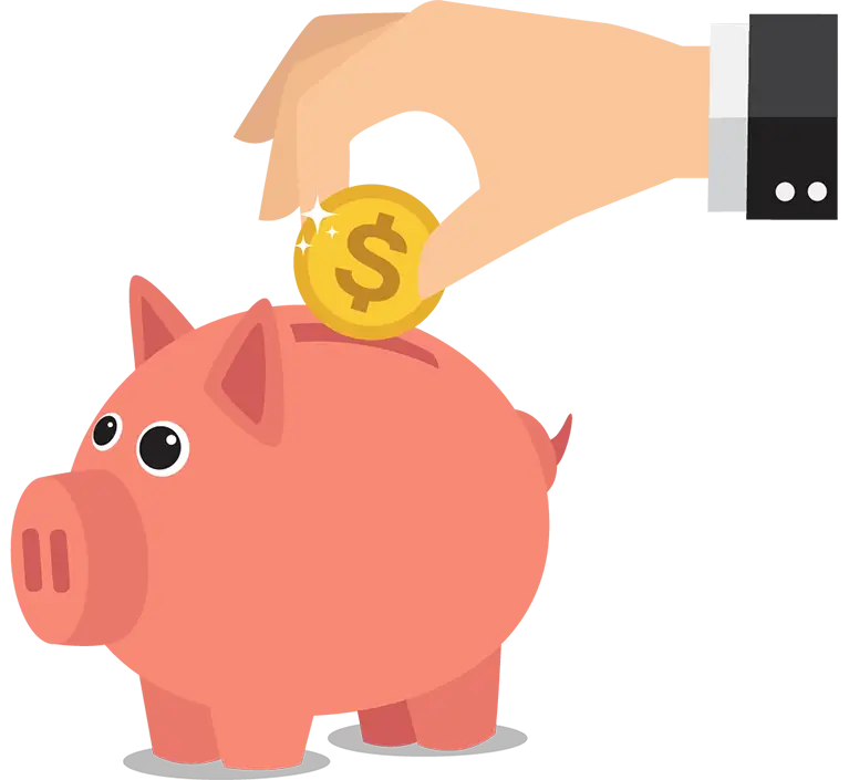 Illustration of Pink Piggy Bank and Coin