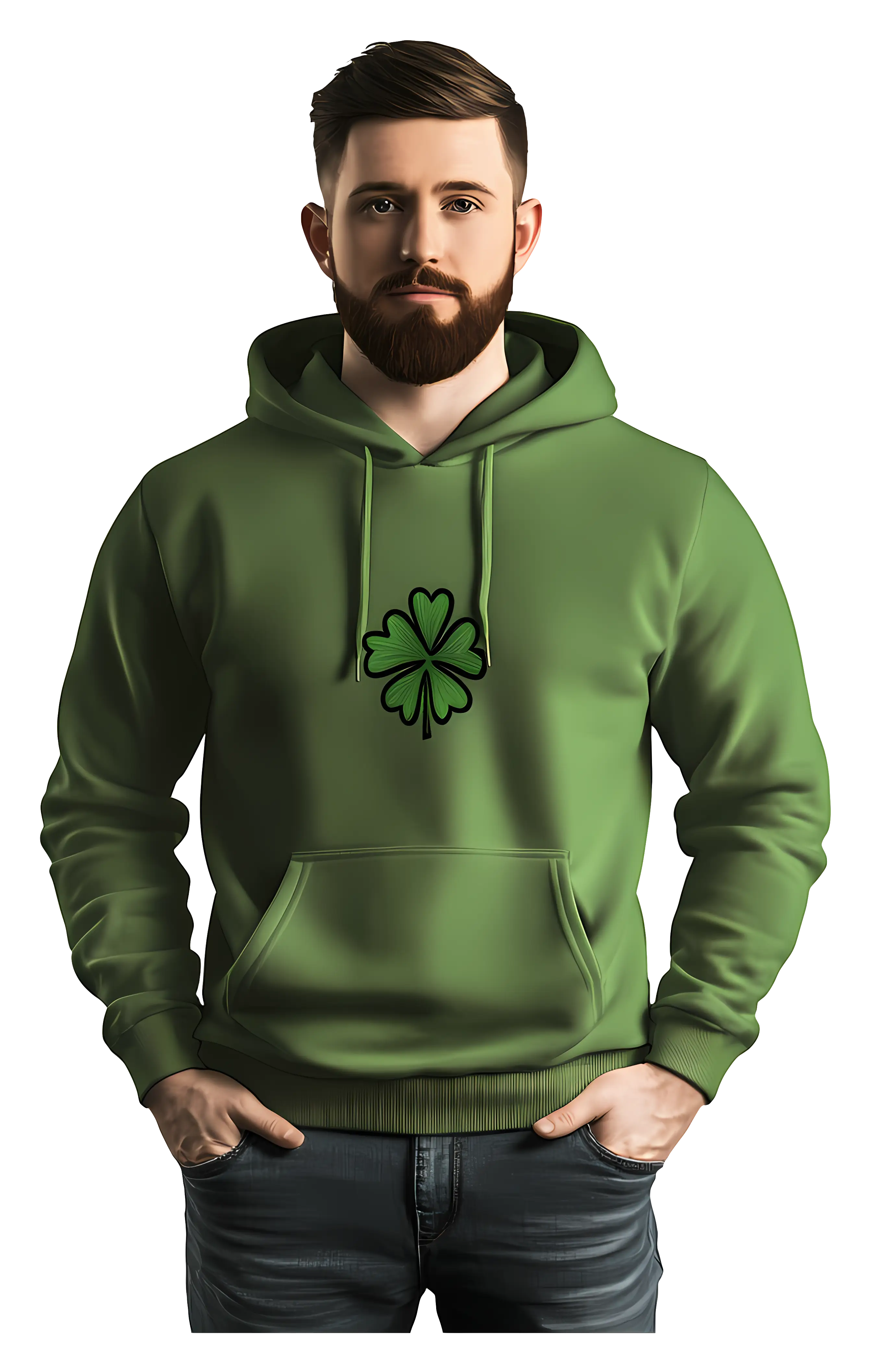 Green Hoodie with Clover Design