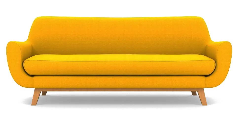 Modern Yellow Sofa with Wooden Legs