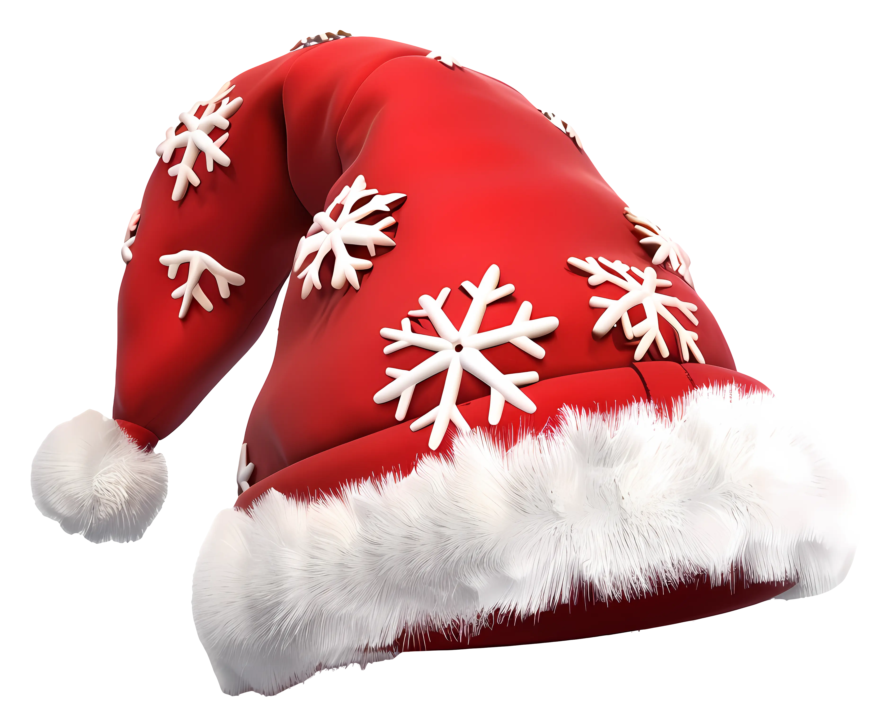 Red Santa Hat with Snowflakes Design