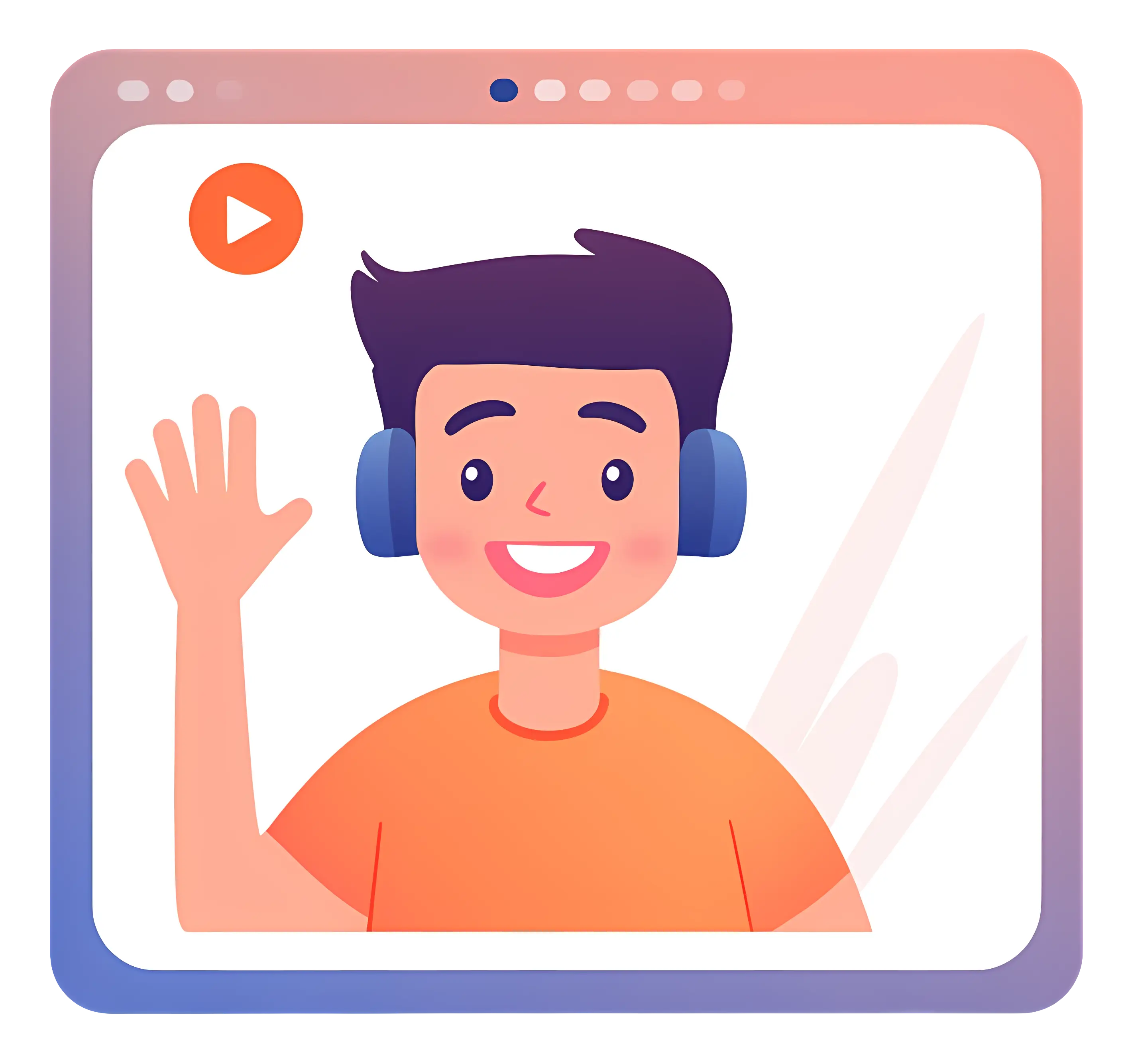 Person with Headphones in Cartoon Style