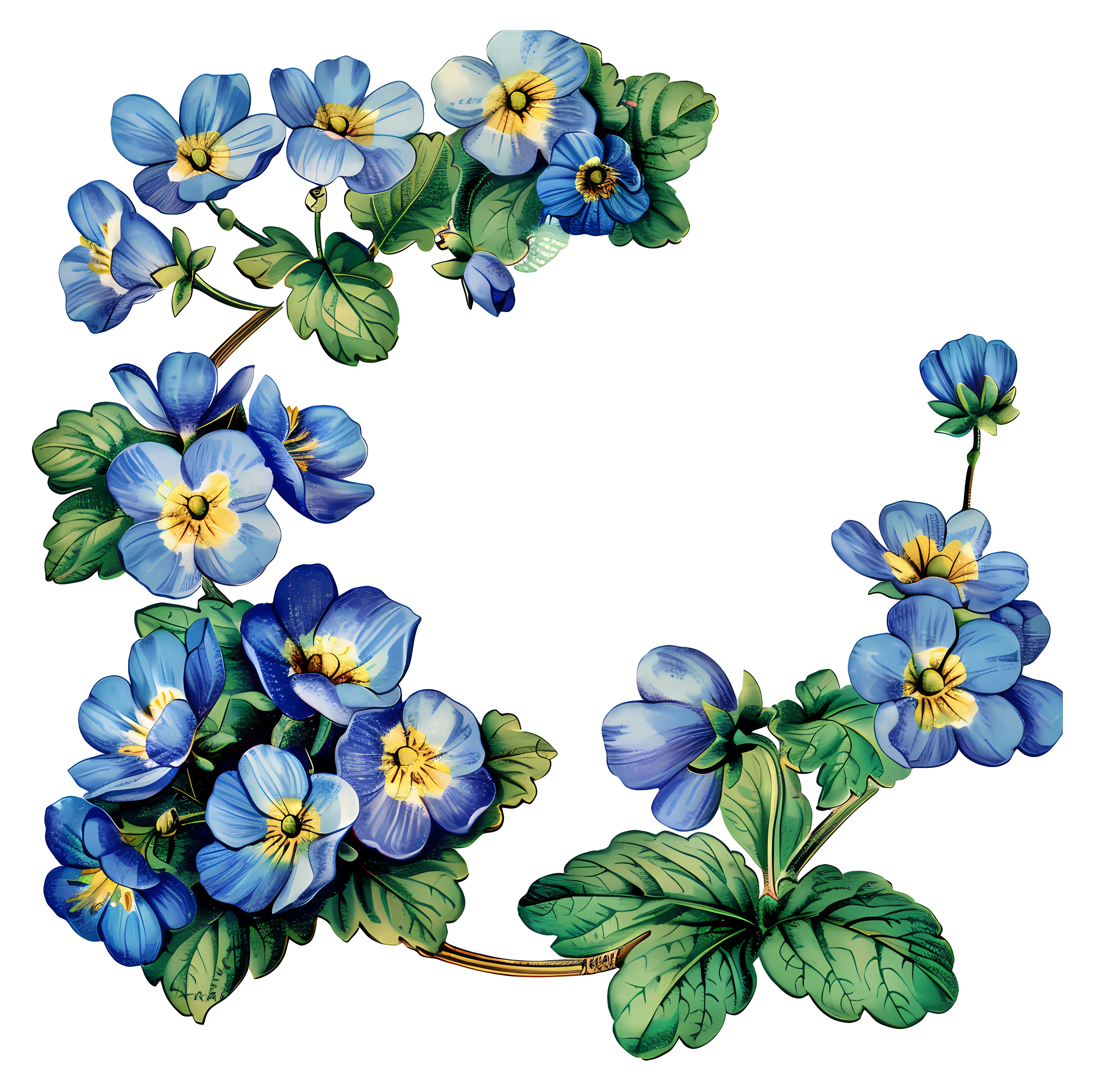 Detailed Blue Floral Arrangement Artwork