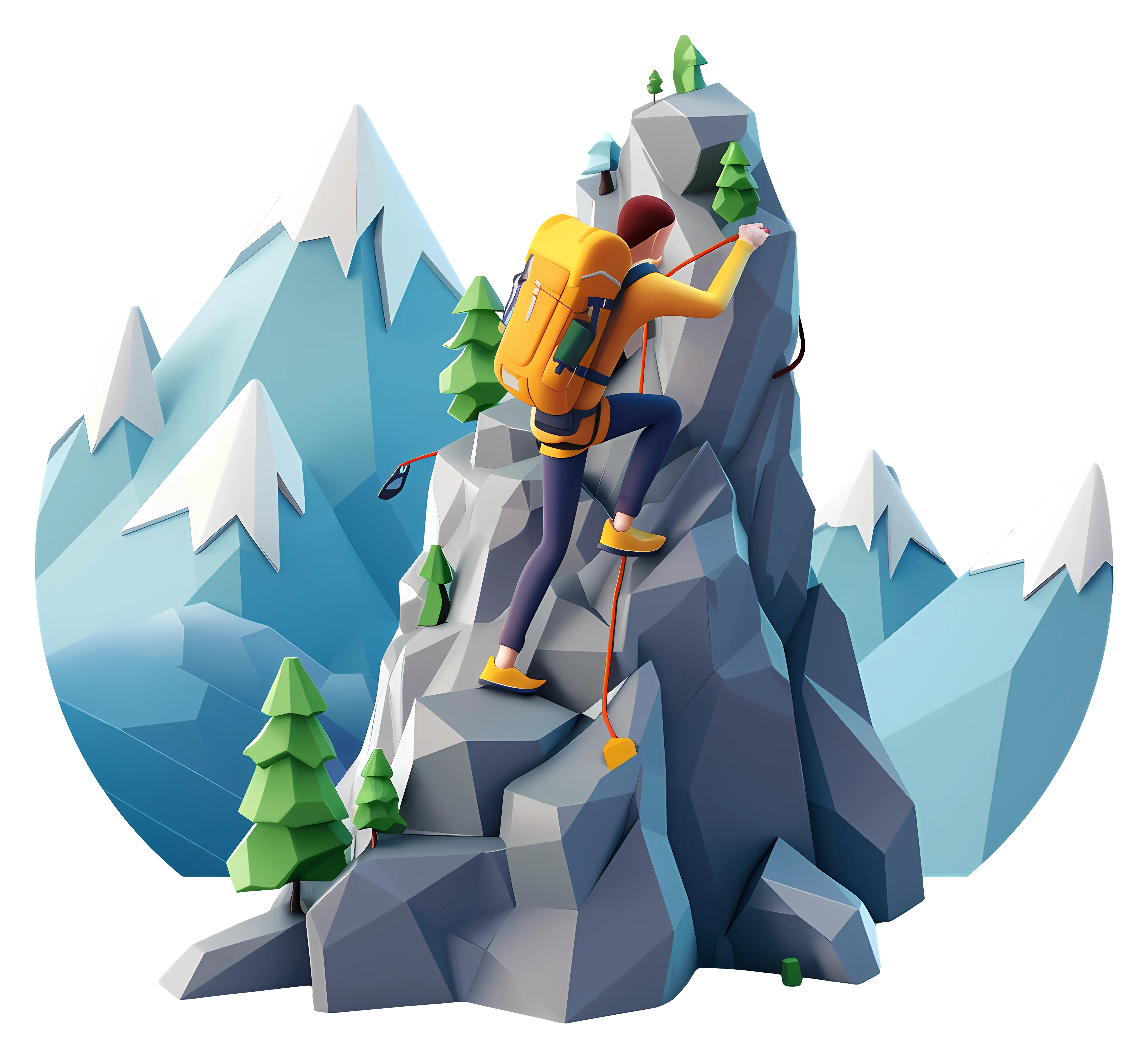 Mountain Climber on Rocky Peak