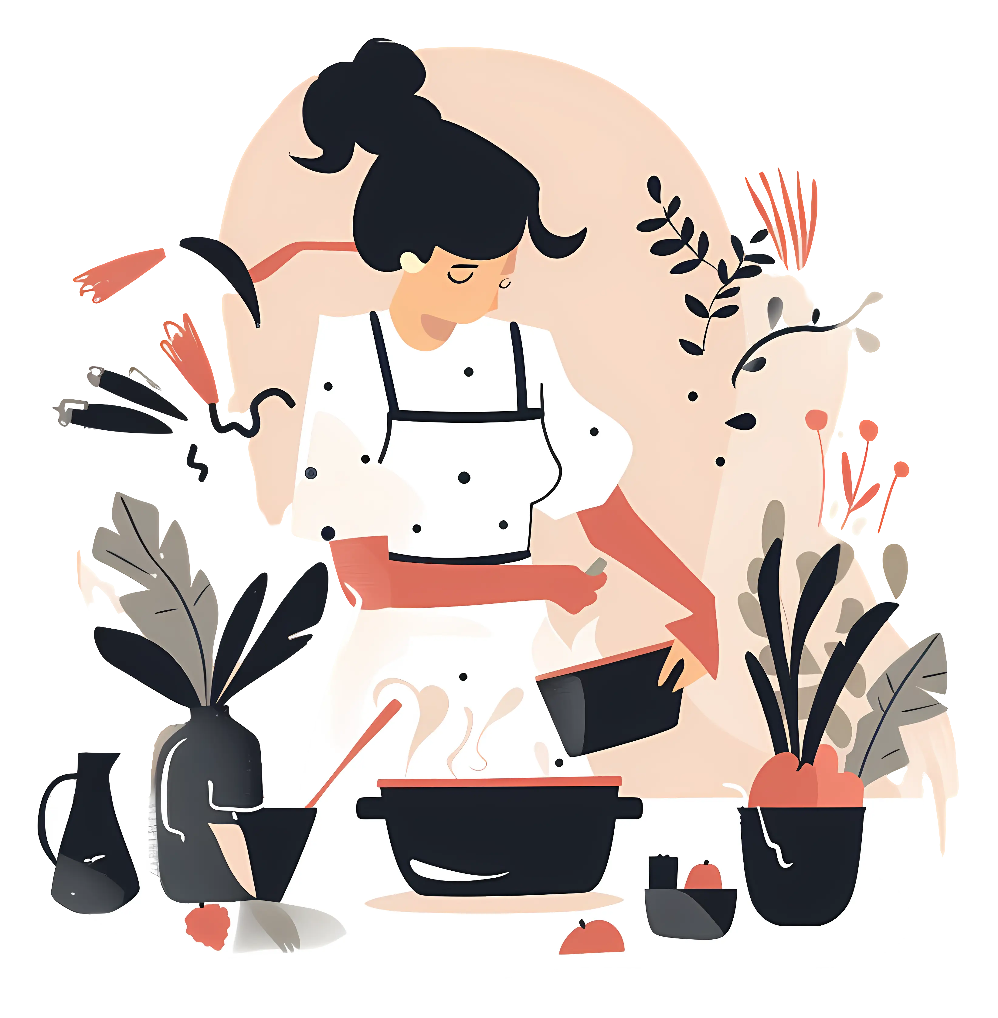 Woman Cooking in Kitchen