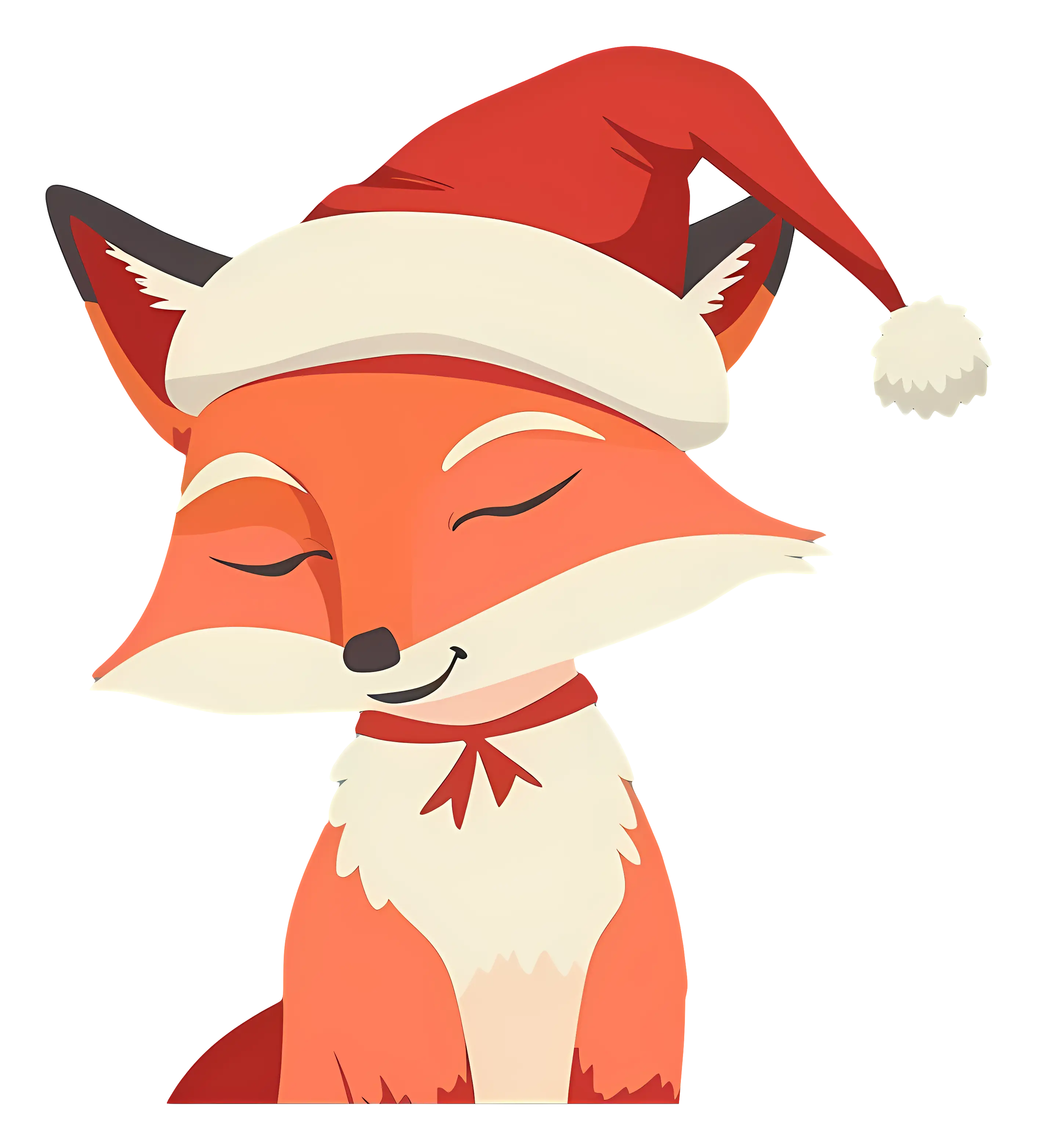 Cute Fox with Santa Hat