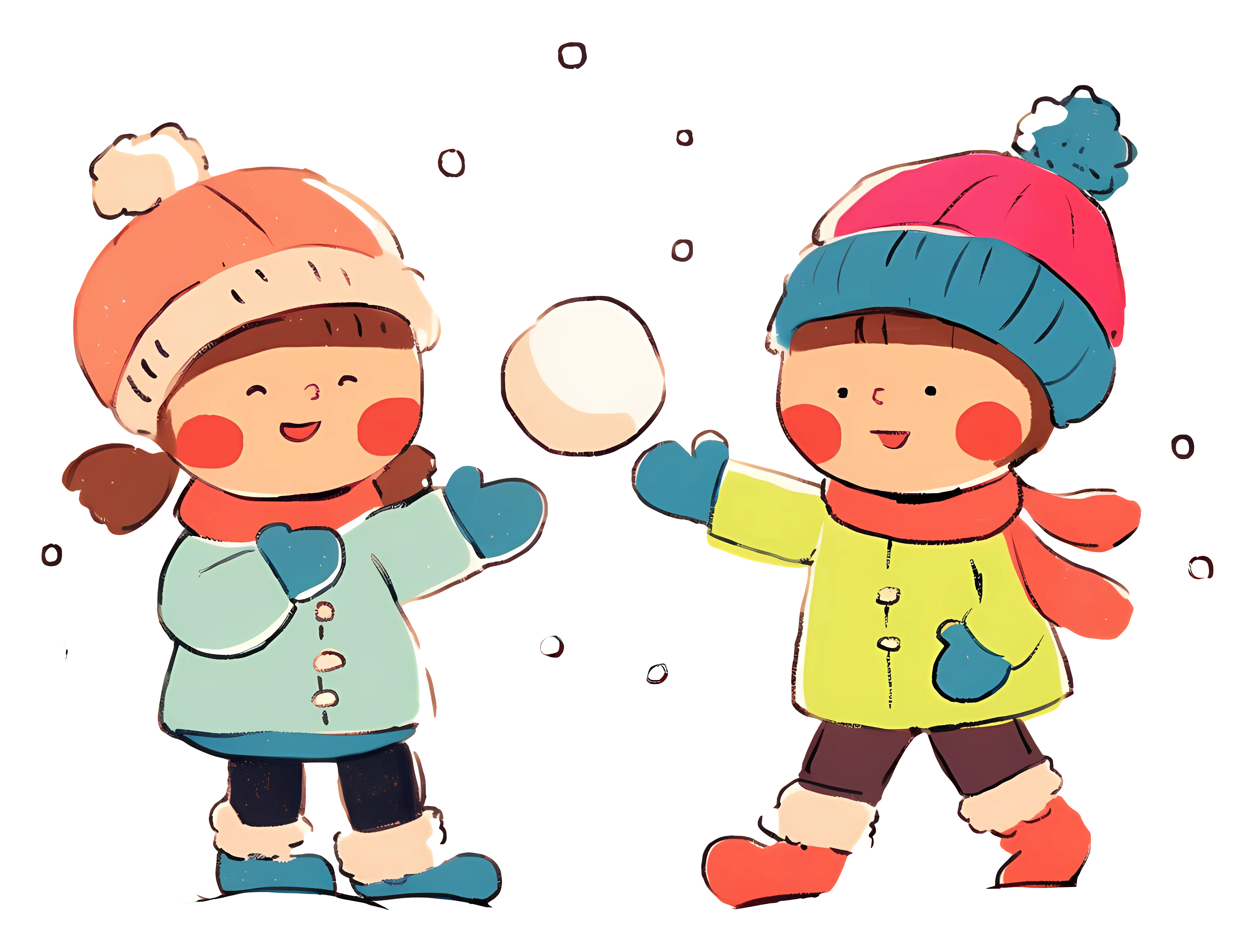 Children Playing with Snowballs