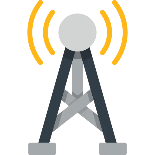 Network Tower Icon with Signal Waves