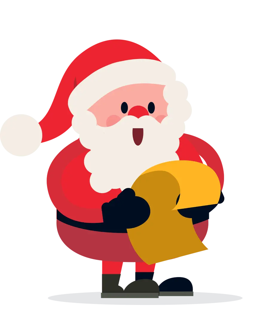Cartoon Santa Claus Holding Christmas List