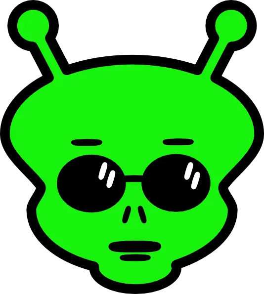 Cartoon Green Alien Wearing Sunglasses