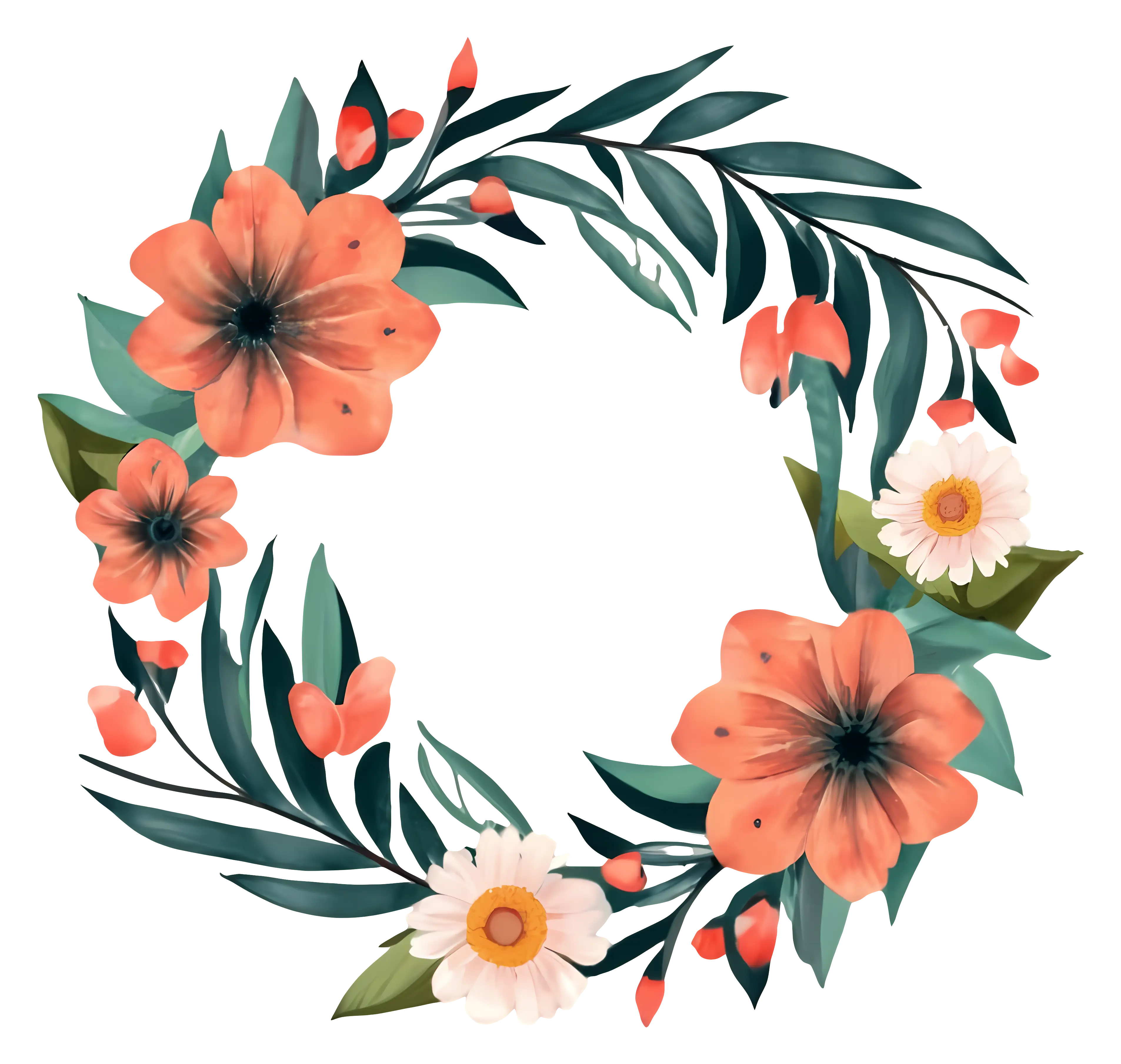 Beautiful Floral Wreath with Orange Flowers