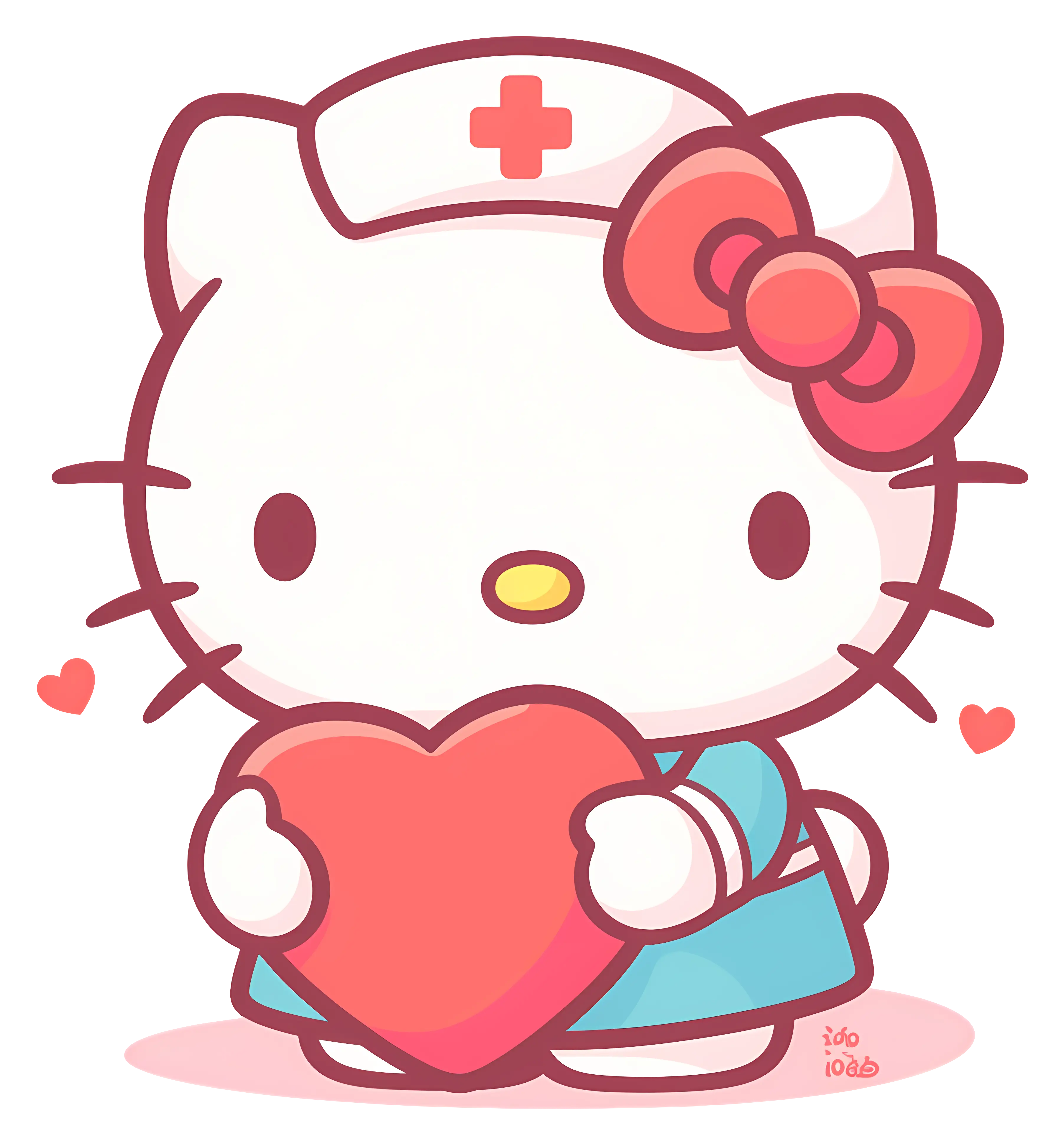 Cartoon Cat Nurse with Heart