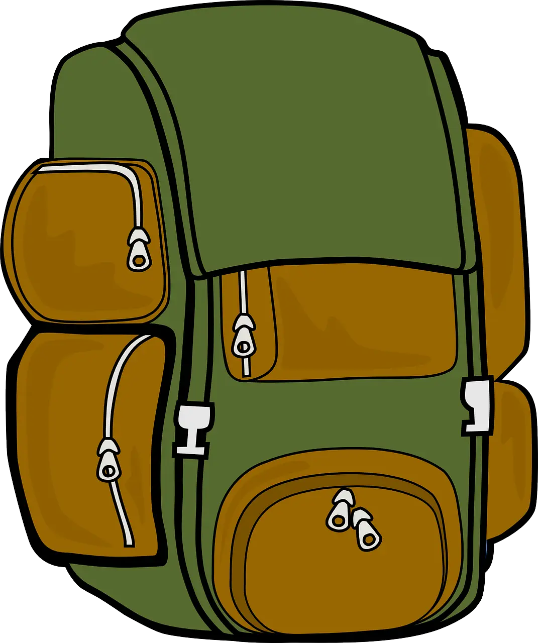 Green Backpack with Multiple Pockets
