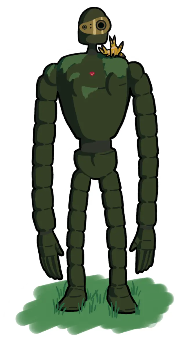 Cartoon Robot with Bird